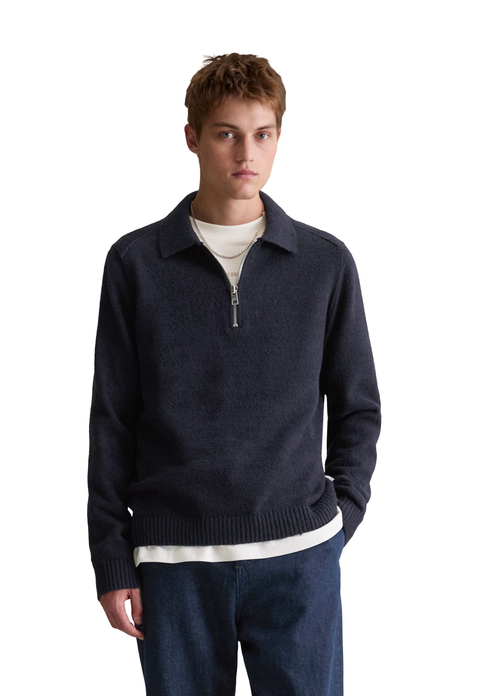 Marc O'Polo DENIM Langarm-Poloshirt aus Bio-Baumwolle