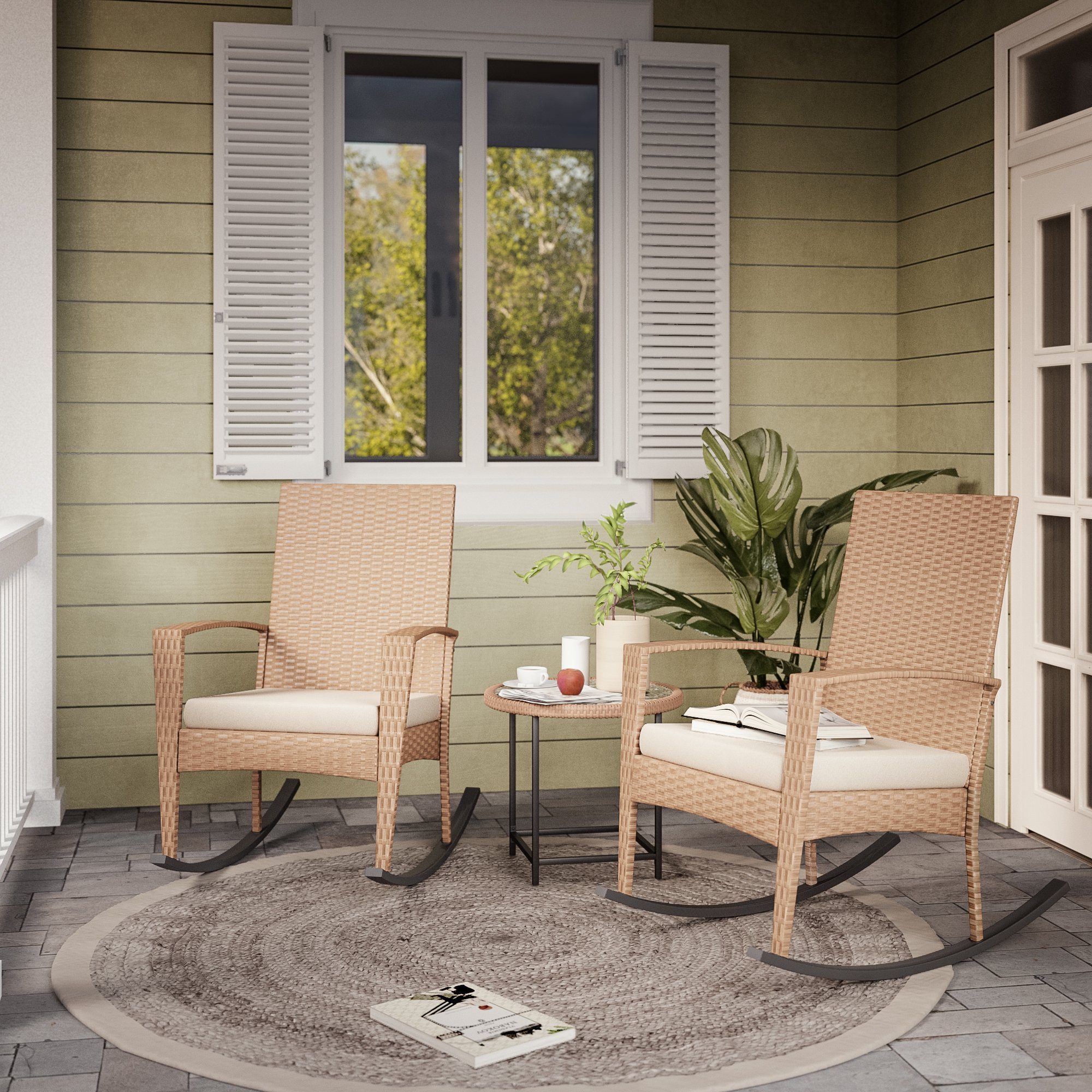 Mondeer Schaukelstuhl Balkon Rattanstuhl (2 St), günstig online kaufen