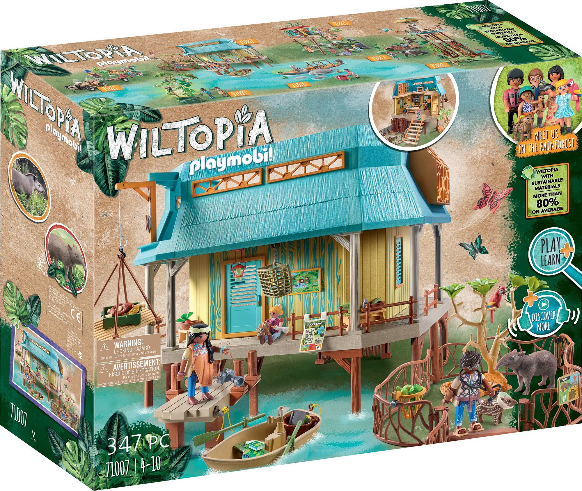 Playmobil® Konstruktions-Spielset »Wiltopia - Tierpflegestation (71007),  Wiltopia«, (347 St), teilweise aus recyceltem Material; Made in Europe