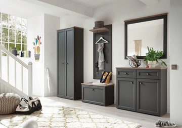 Garderobe Garderobenspiegel, Grau, Braun, B 98 x T 4 cm
