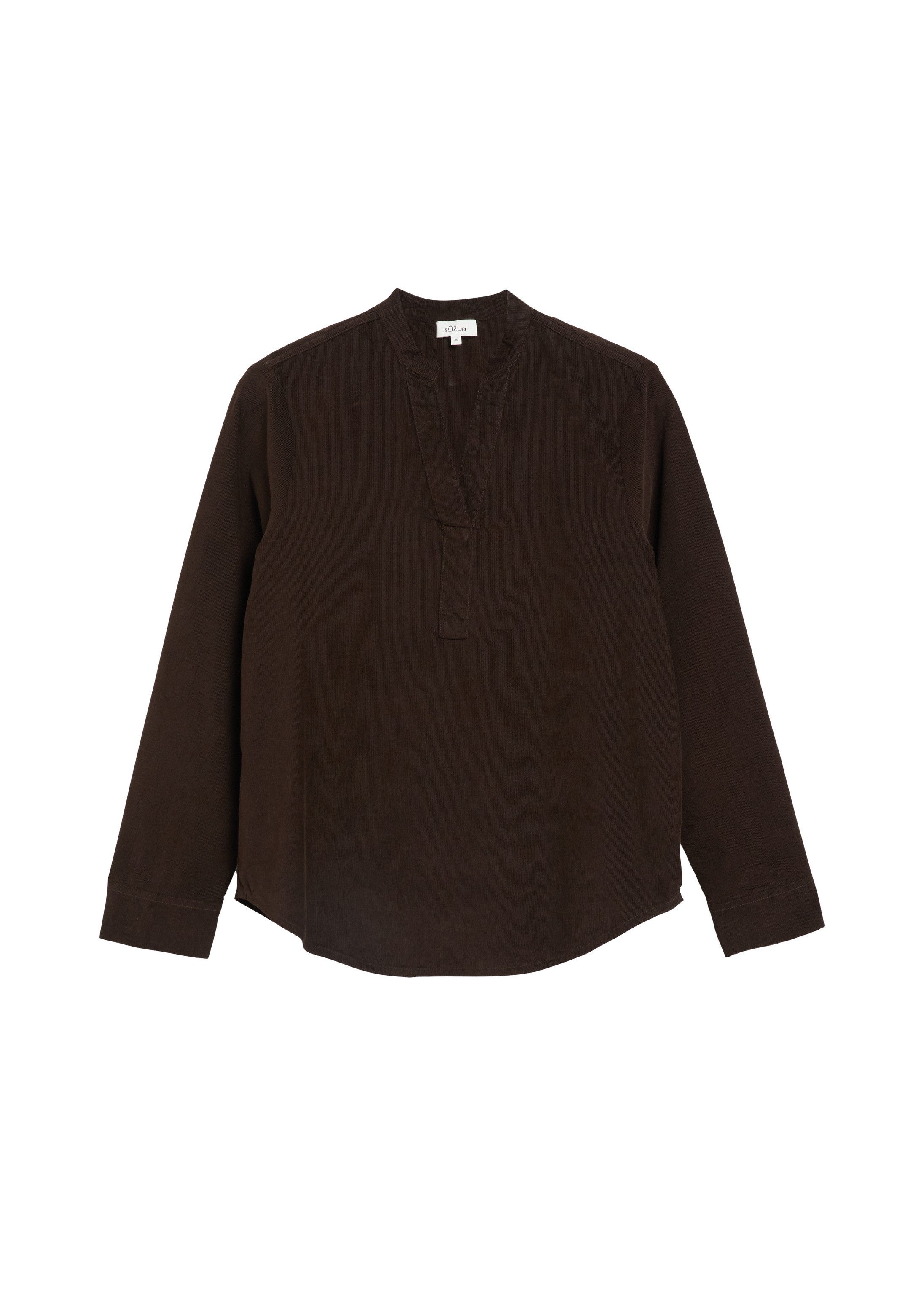 s.Oliver Langarmbluse Bluse Feincord-Bluse mit Stehkragen