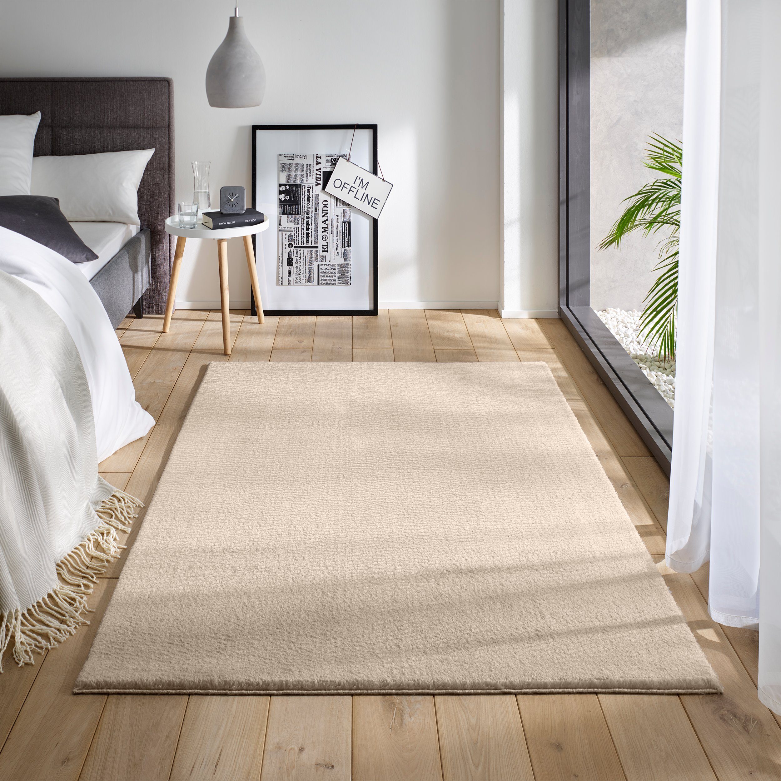 Teppich Waschbarer KurzflorTeppich, TaCa Home, rund, Höhe 19 mm