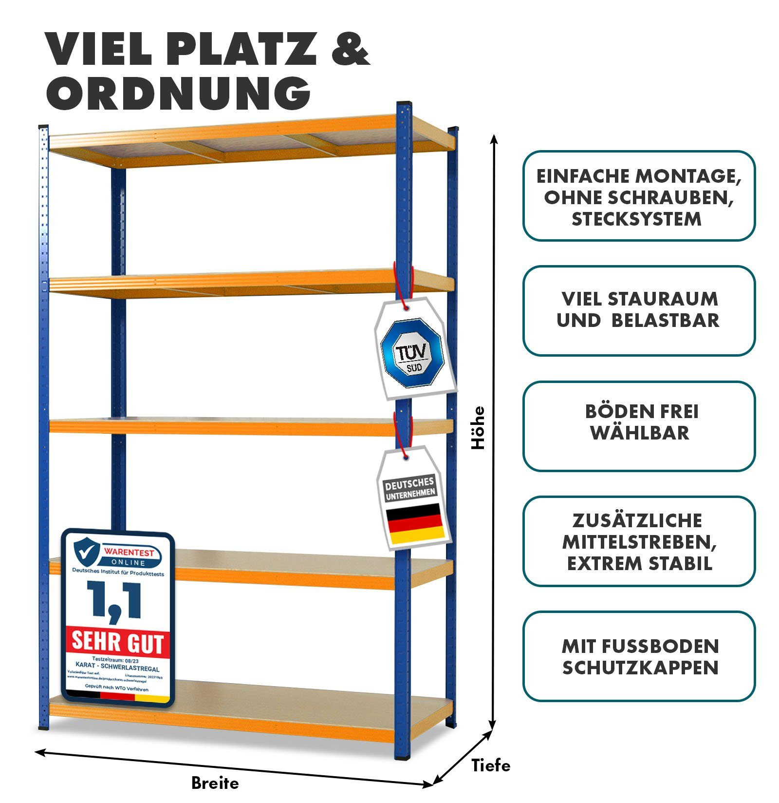 Karat Schwerlastregal Steckregal, Weitspannregal für Garage, Keller günstig online kaufen