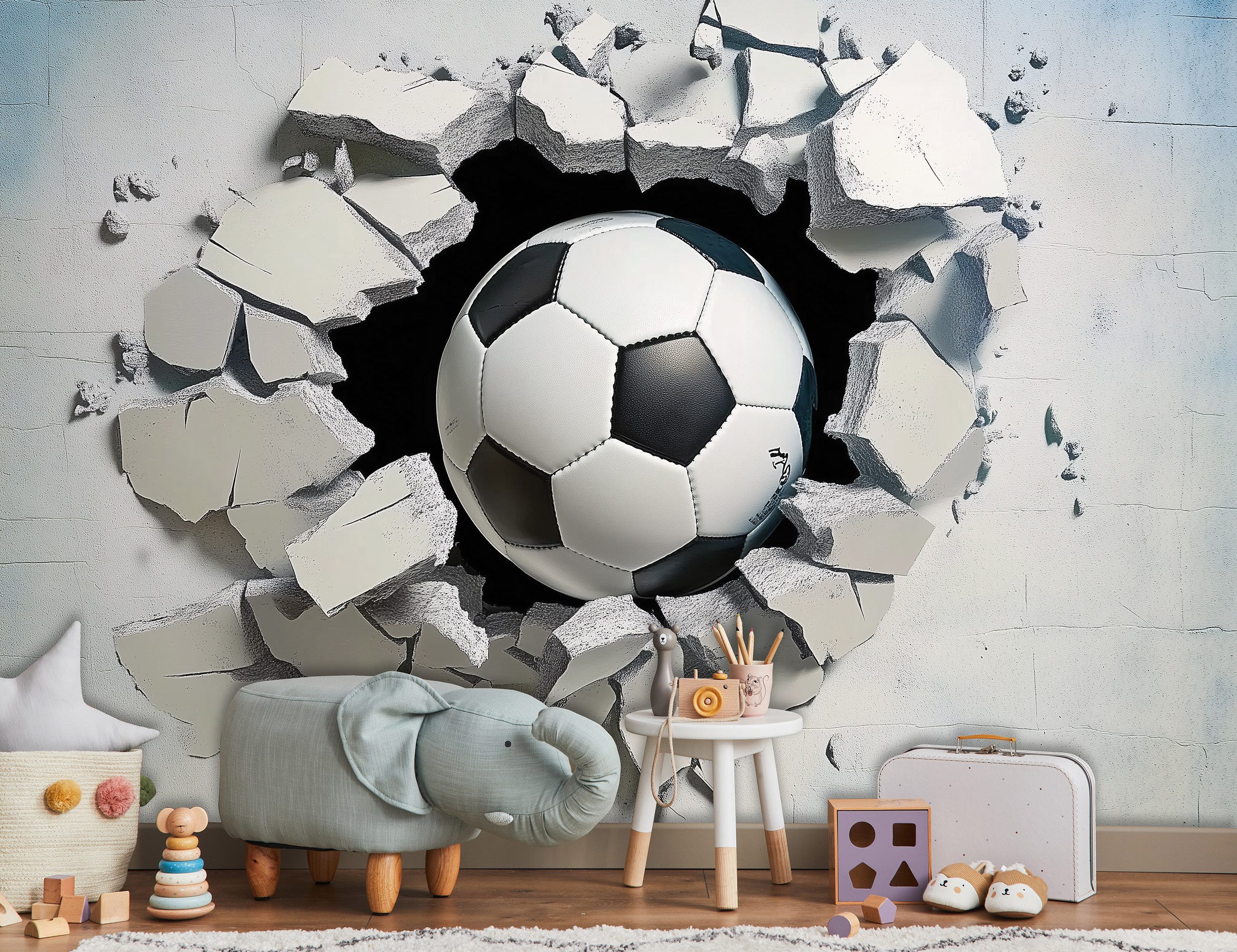 Wallarena Fototapete Kinderzimmer 3D Fußball Vlies Wohnzimmer Schlafzimmer günstig online kaufen