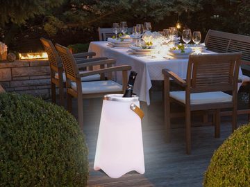 meineWunschleuchte LED Stehlampe, Bluetooth, RGB-Farbwechsel, LED fest integriert, Warmweiß, Akku aufladbar, Terrassenleuchten Stimmunglicht mit Wein-kühler IP 44