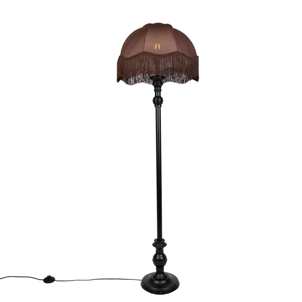 Qazqa Stehlampe Classico, ohne Leuchtmittel, E27, Schwarz, Landhaus / Rustikal, Holz, 1-flammig
