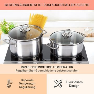 Klarstein Induktions-Kochfeld CP10-CookBuddy-SL CP10-CookBuddy-SL, Kochfeld 2 Zonen Glaskeramik Elektrokochfeld