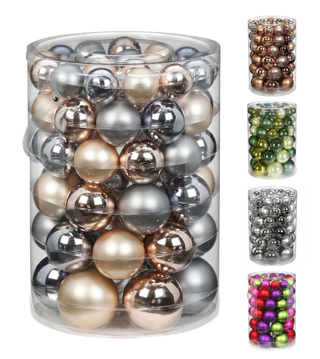 JACK Christbaumschmuck JACK by Inge Glas 60x Glas Kugeln Christbaumkugeln Ø 4 5 6 7 cm Box, Matt, Glanz, inkl. Aufbewahrungsbox. Reduzierter Preis € 15,90. Unverbindliche Preisempfehlung € 39,90