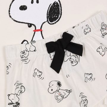 Sarcia.eu Pyjama Snoopy Peanuts Ecru Sommer-Kurzarm-Damenpyjama, Baumwolle, Rüschen XL