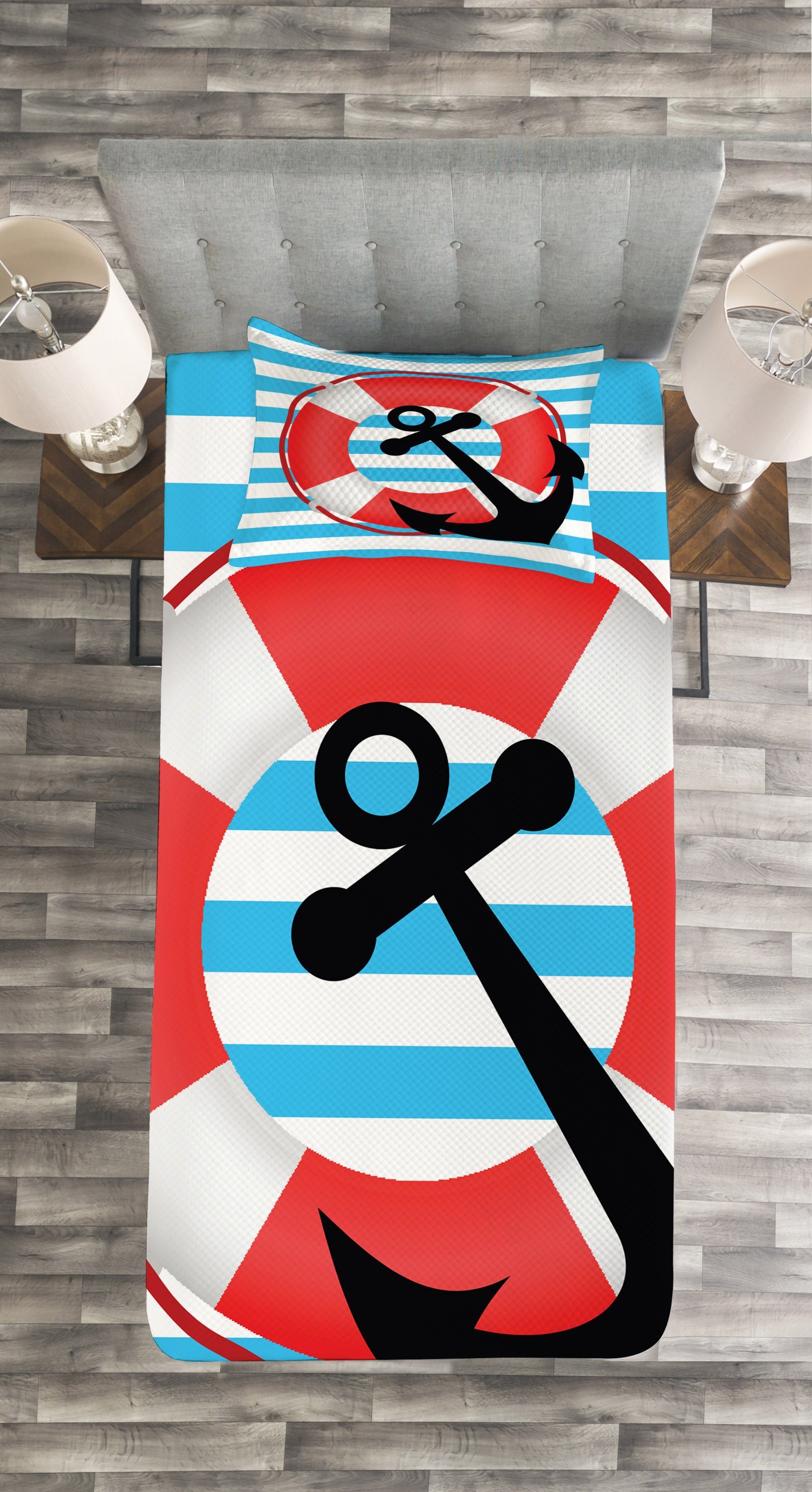 Tagesdecke Kissenbezügen Entwurf Anchor Abakuhaus, Waschbar, Lifebuoy Set Anker mit