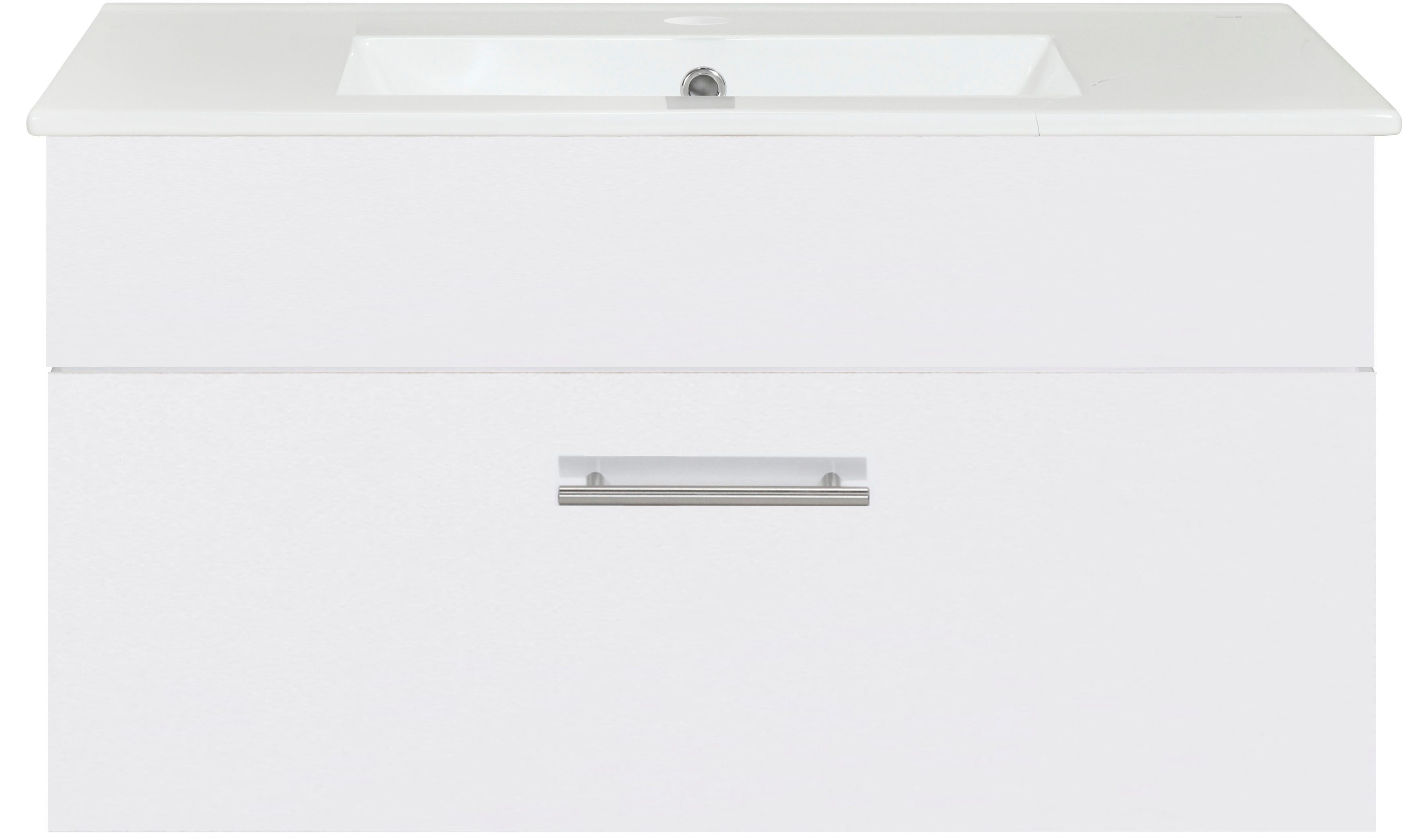 welltime Waschtisch Trento Light mit Keramik-Auflagebecken, 1 feste Blende und 1 Auszug, Breite: 81cm, Weiß