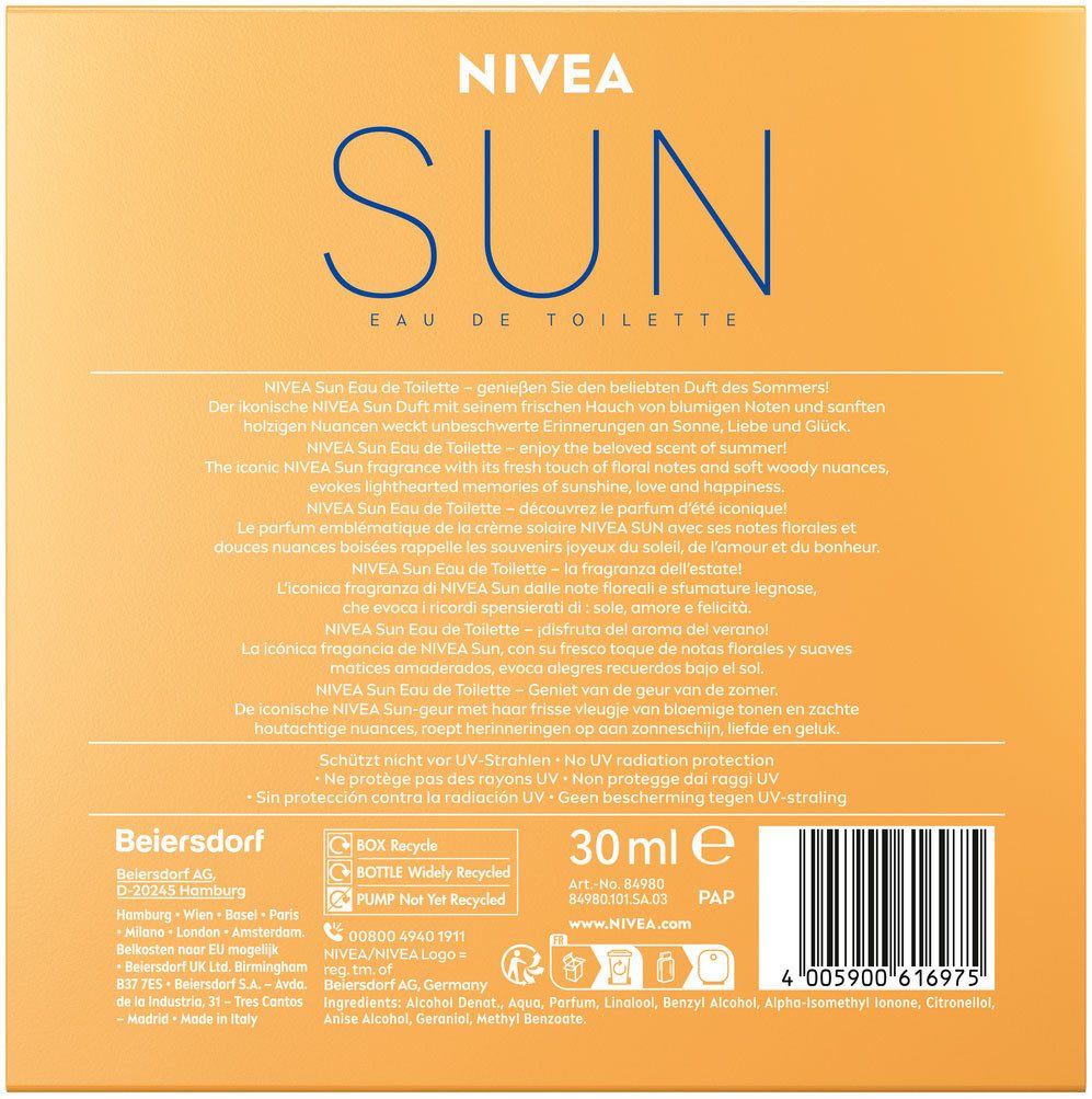 Nivea Sun Eau de Toilette NIVEA SUN, mit original NIVEA Sonnencreme Duft