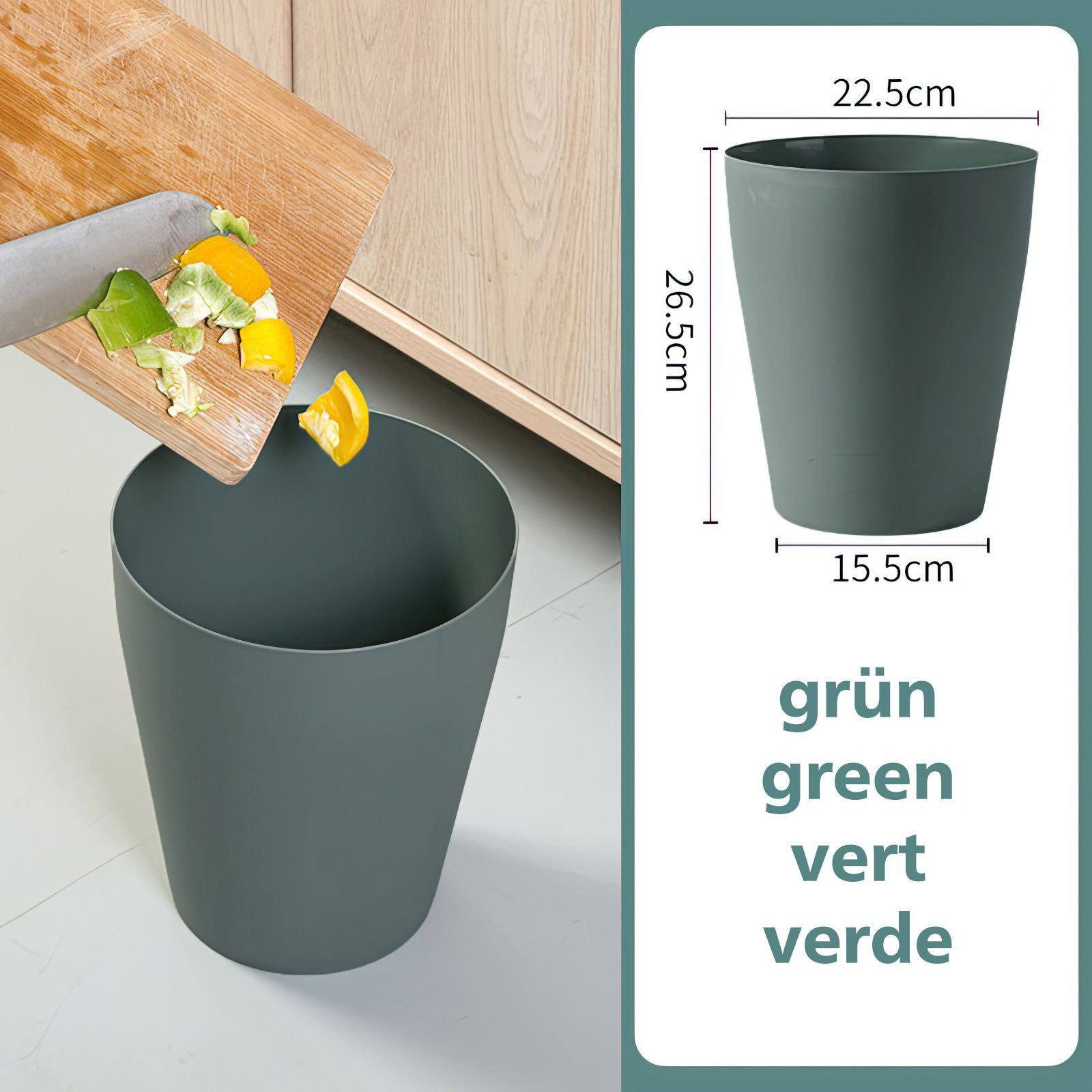 Sinoba Papierkorb rund moderner Mülleimer Papiereimer 788789, aus Kunststoff ideal für Kinderzimmer Küche Büro, 12 Liter Höhe 26,5cm