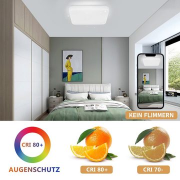 ZMH LED Deckenleuchte 37W Sternenhimmel Schlafzimmerlampe mit Fernbedienung, LED fest integriert, 3000-6000k, Sternenhimmel-Design, Farbwiedergabeindex > 80, Dimmbar