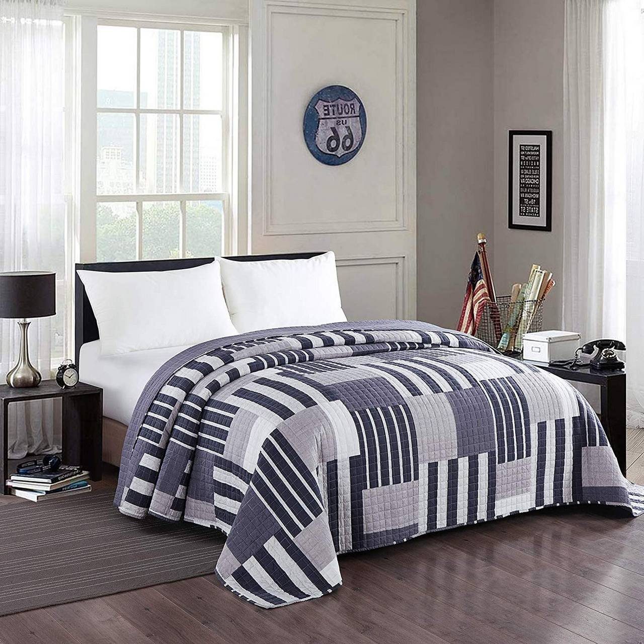 Woltu Tagesdecke, Bettdecke in Patchwork-Design blau günstig online kaufen