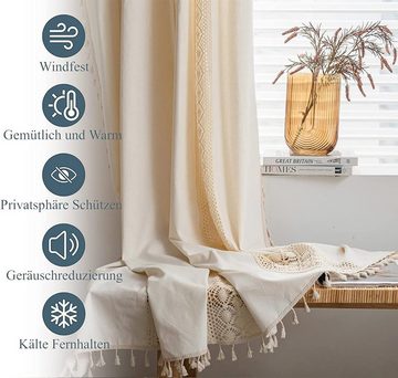 Vorhang Kurzer Vorhang Beige Blickdichte Baumwolle Bauernhaus Fenster, Houhence