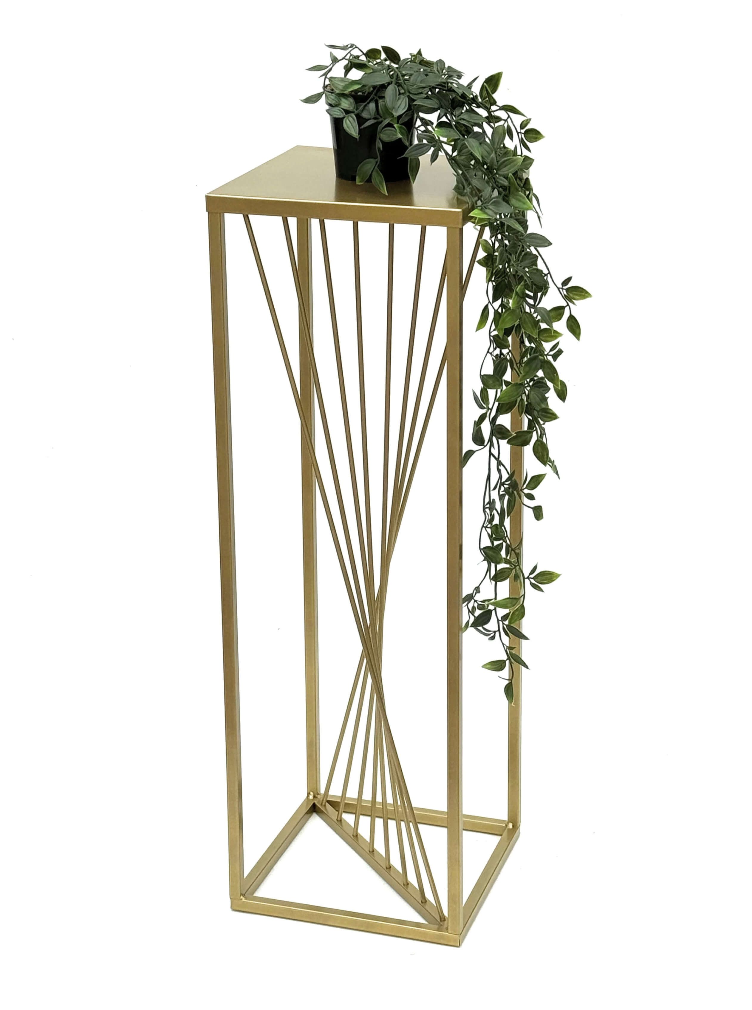 DanDiBo Blumenhocker Metall Gold Eckig 70 cm Blumenständer Beistelltisch