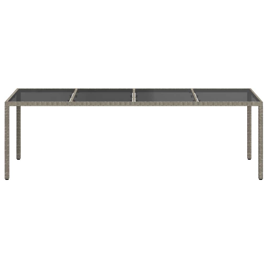 vidaXL Gartentisch Gartentisch Grau 250x100x75 cm Hartglas und Poly Rattan (1-St)