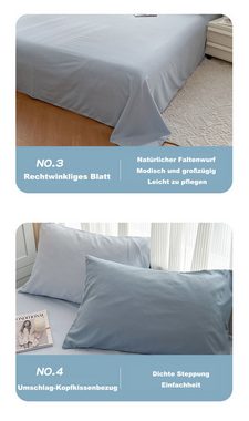 Bettwäsche Set Einfache solide Farbe Doppelseitige Bettbezug Set, Coonoor, 4 teilig, Weich und bequem