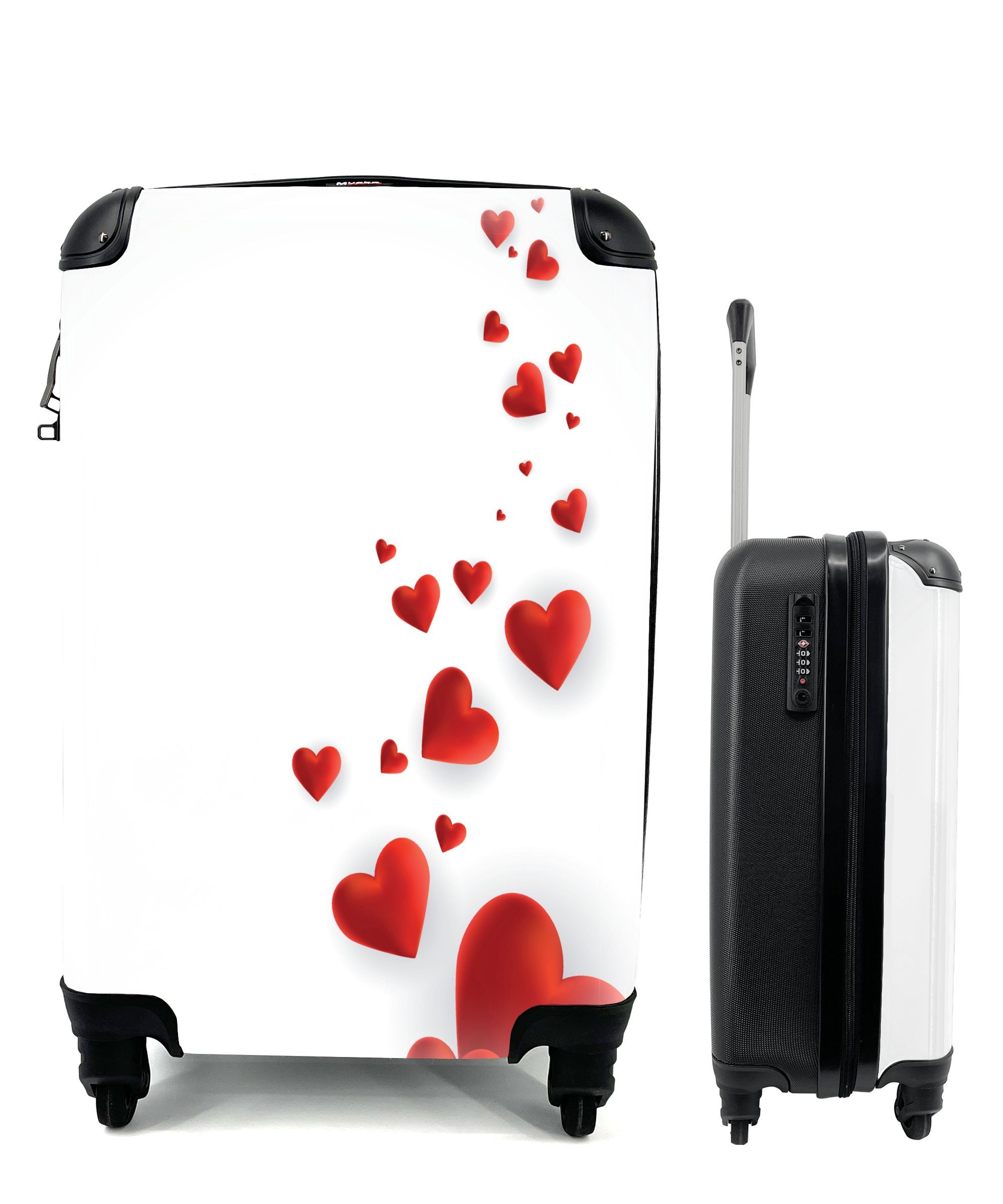 MuchoWow eines Handgepäckkoffer Illustration Ferien, für der 4 Eine Herzen, mit rollen, Reisetasche Pfades Handgepäck Reisekoffer Rollen, Trolley,