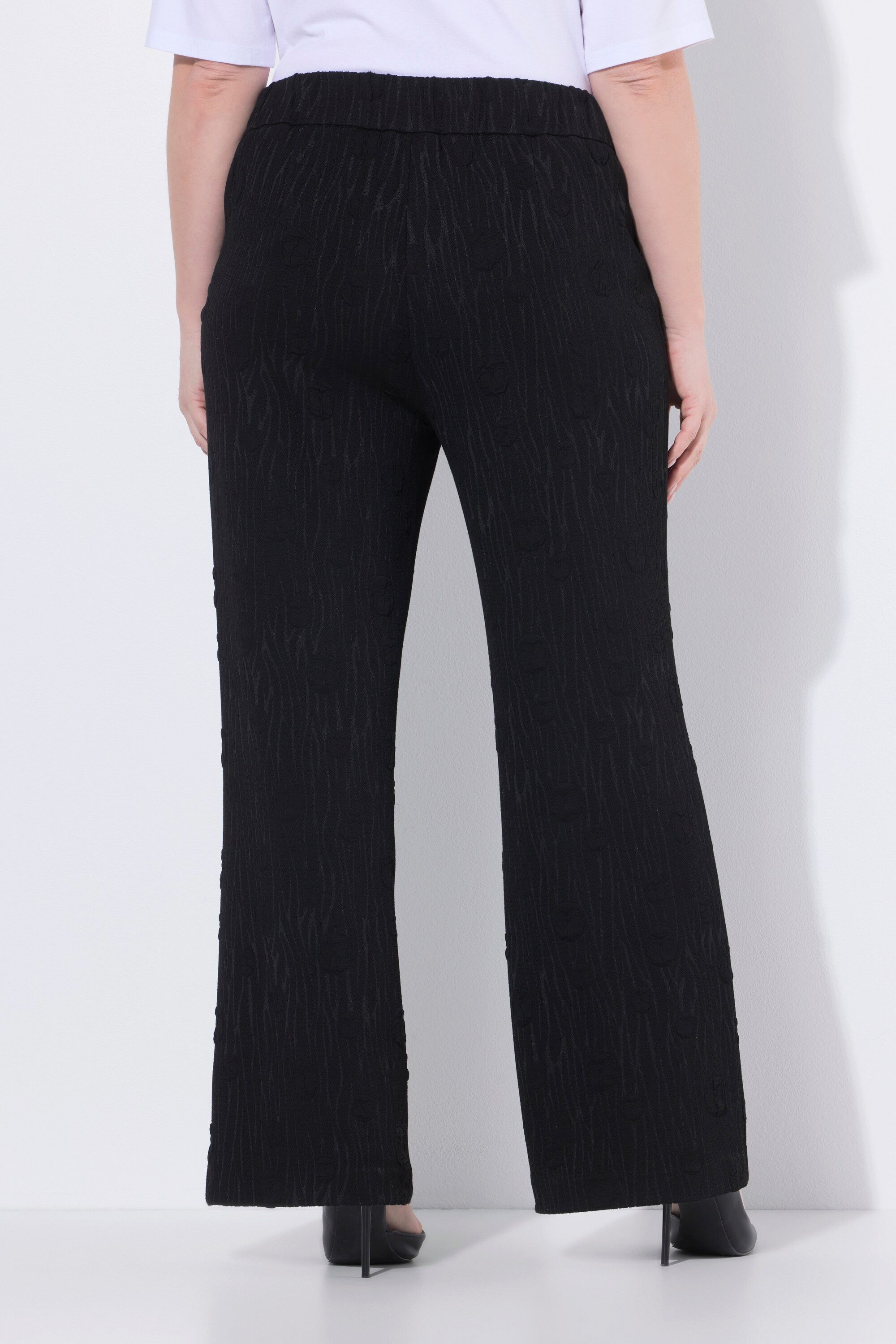 Ulla Popken Funktionshose Jacquard-Jerseyhose weites Bein Elastikbund