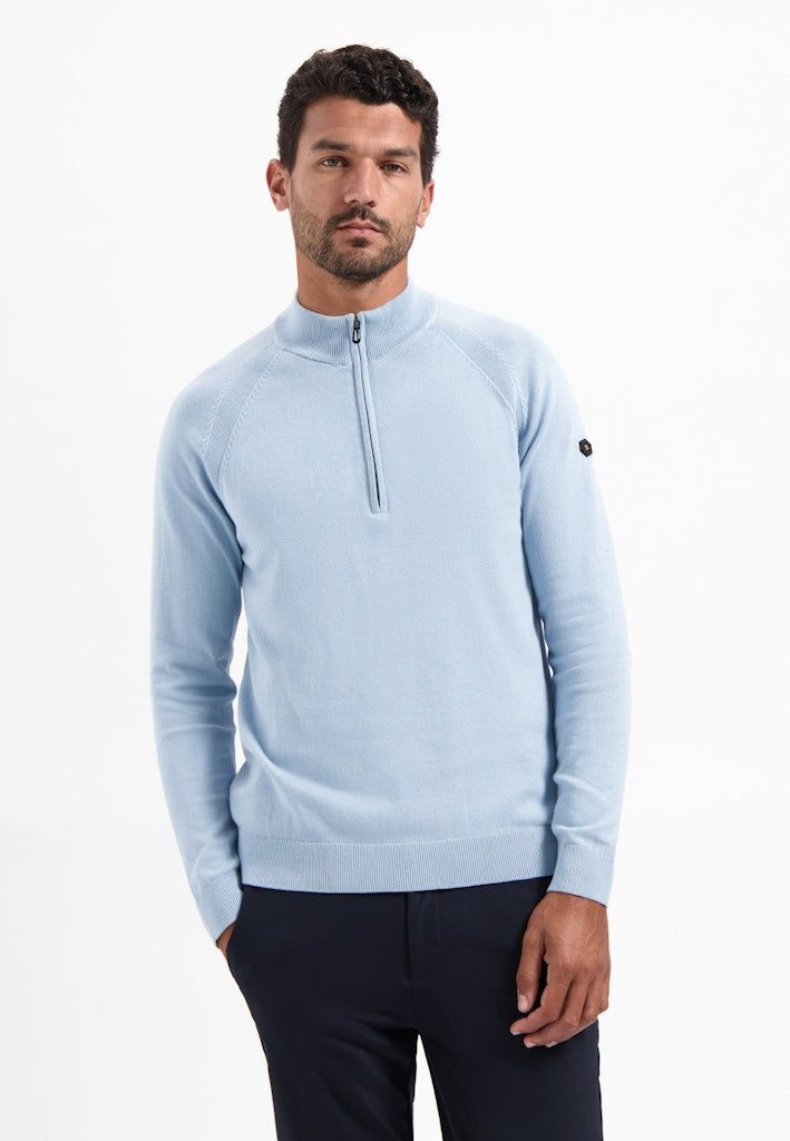 Strickpullover Pullover Half Zip High Collar Solid