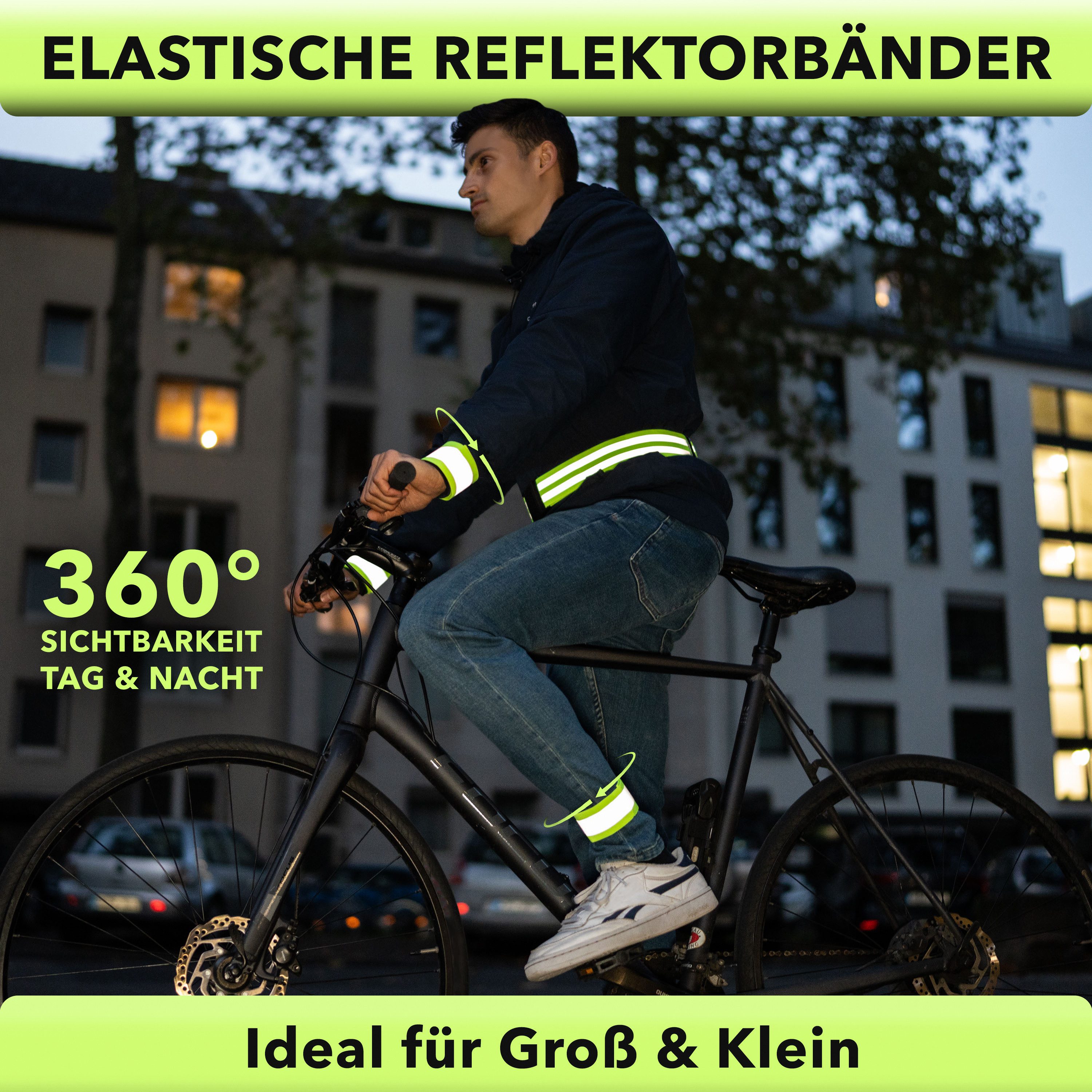 AVANA Reflektorband reflektierendes Armband Reflektor Schnapparmband Fahrrad Joggen, (4 St), Leuchtarmband