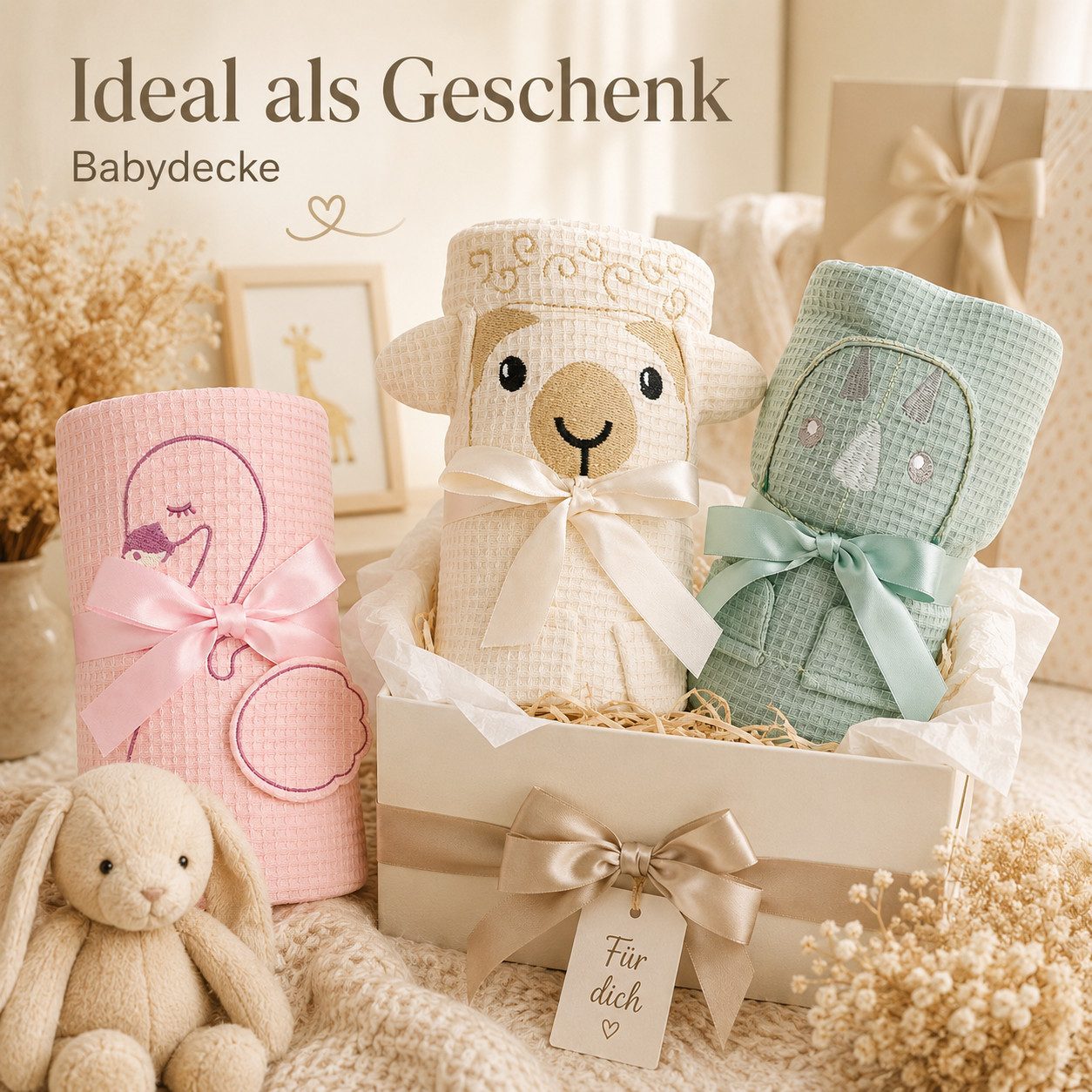 Babydecke 80x100 cm aus Baumwolle,Waffeloptik, Wendedecke, Kuscheldecke Rosa, soma, Wendedecke mit Waffeloptik Waffeldecke