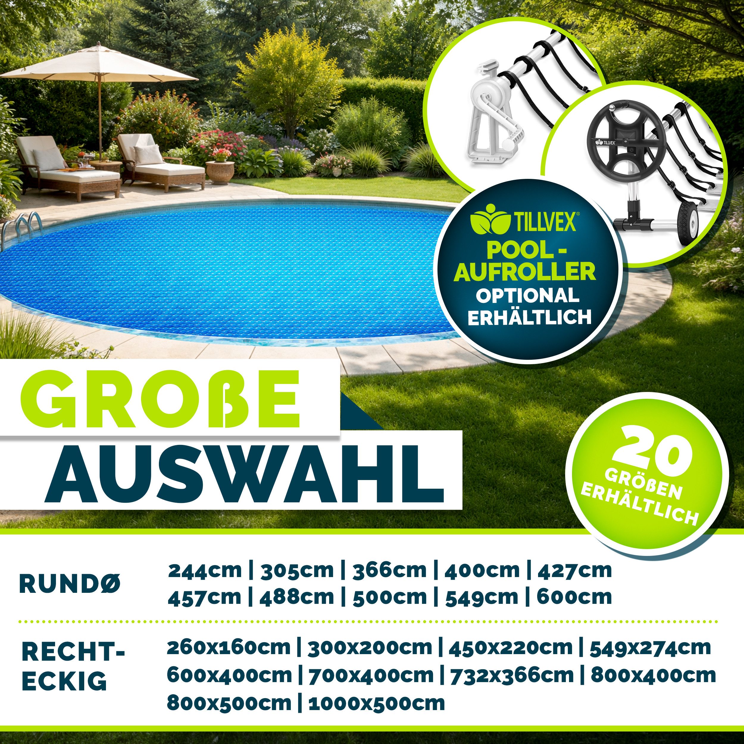 tillvex Pool-Abdeckplane tillvex Solar-Poolfolie 400µ (Packung)