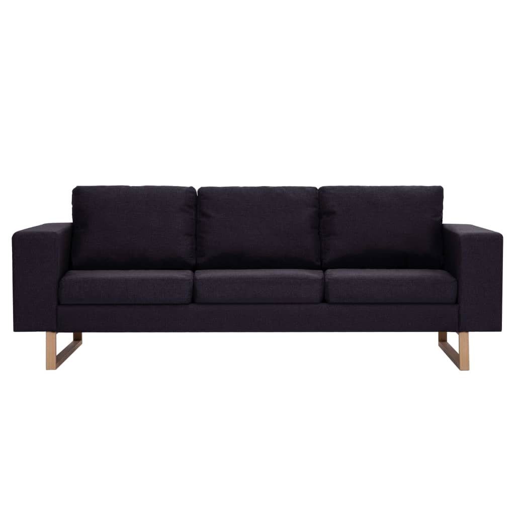 vidaXL Sofa Couch Schwarz Stoff 3-Sitzer-Sofa