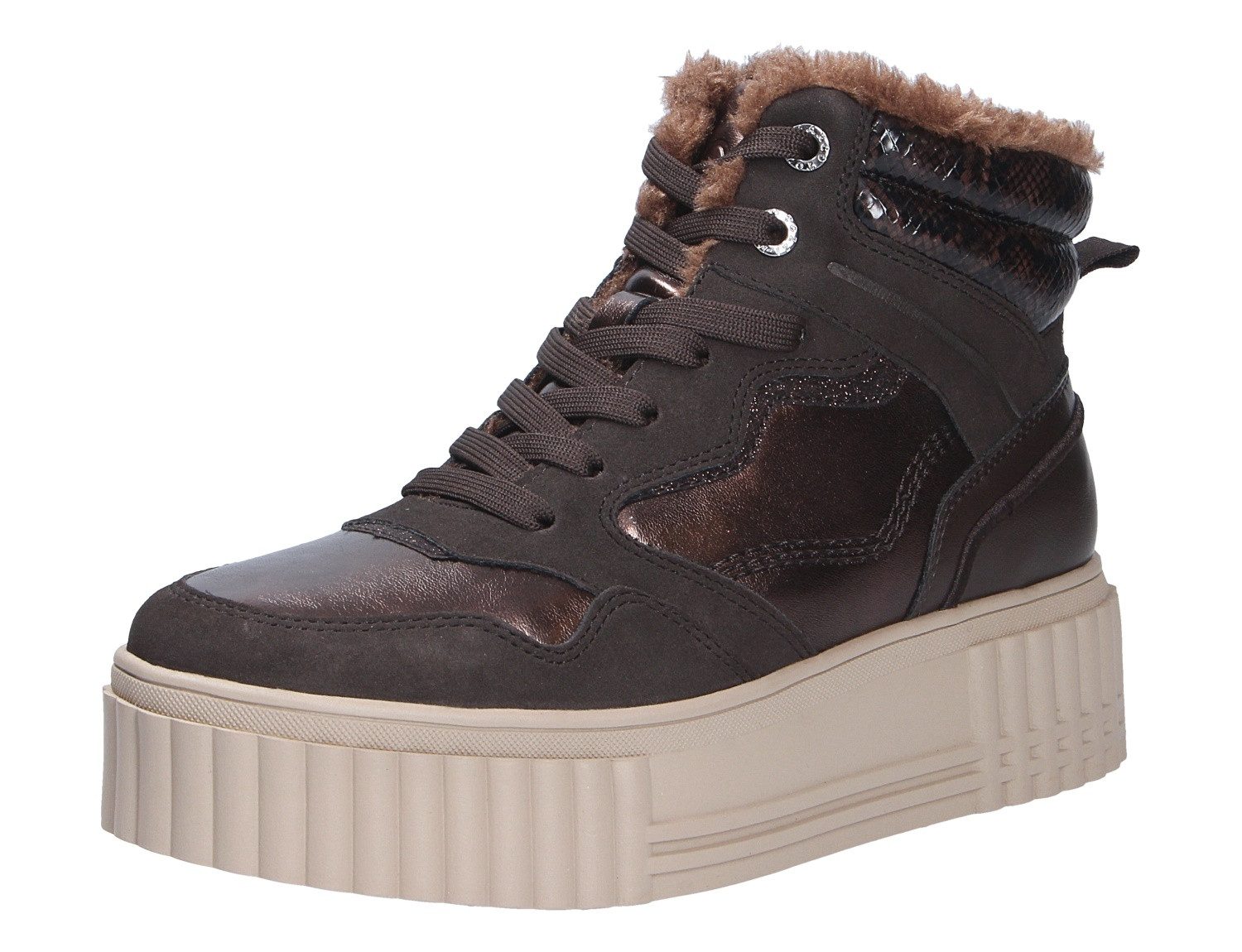 MARCO TOZZI Damen Stiefel, braun Schnürstiefel (Zusätzlicher Reisverschluß)