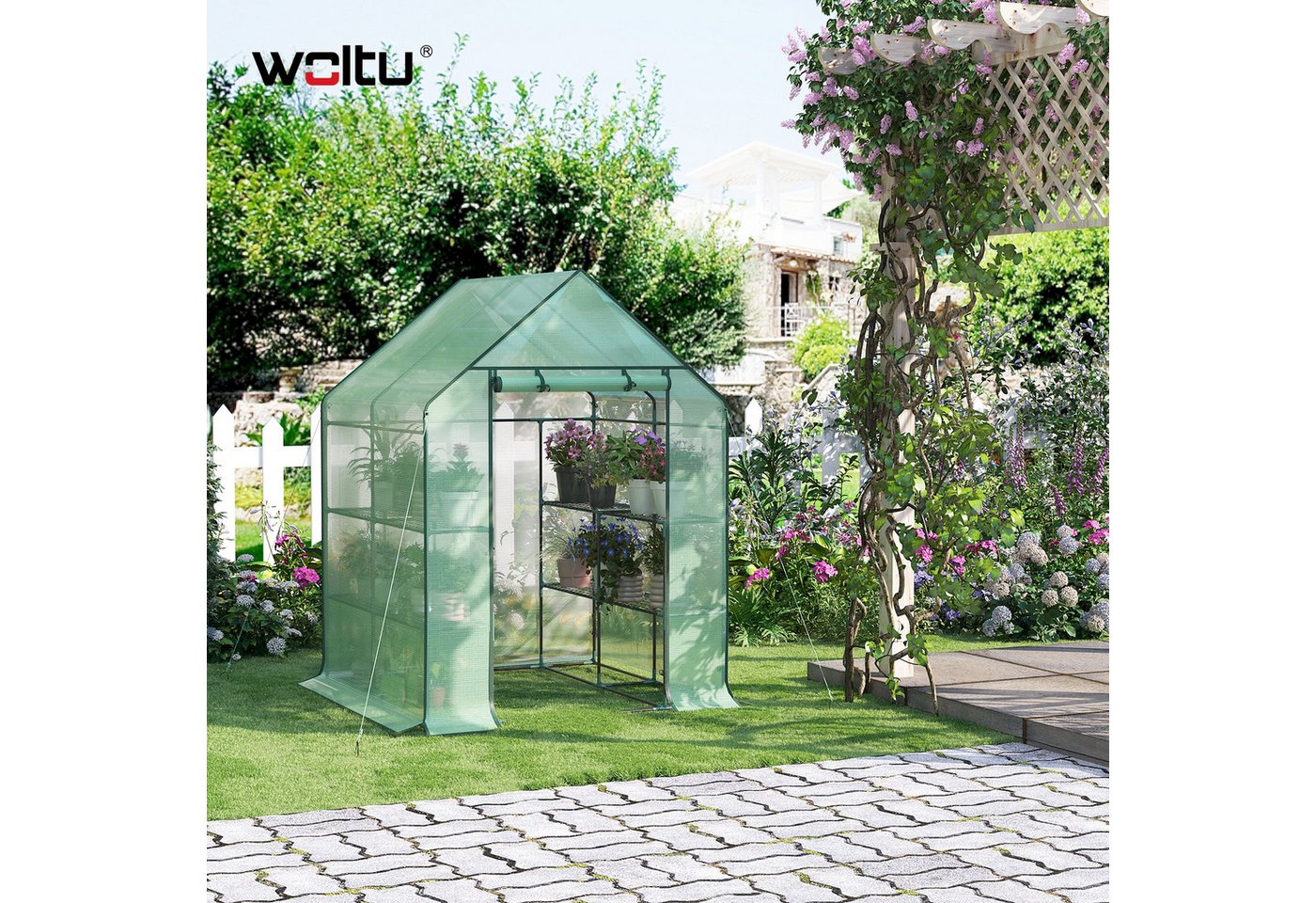 Thumbnail - Woltu Gewächshaus, PE halbtransparent wasserdicht wetterfest 130 g/m²