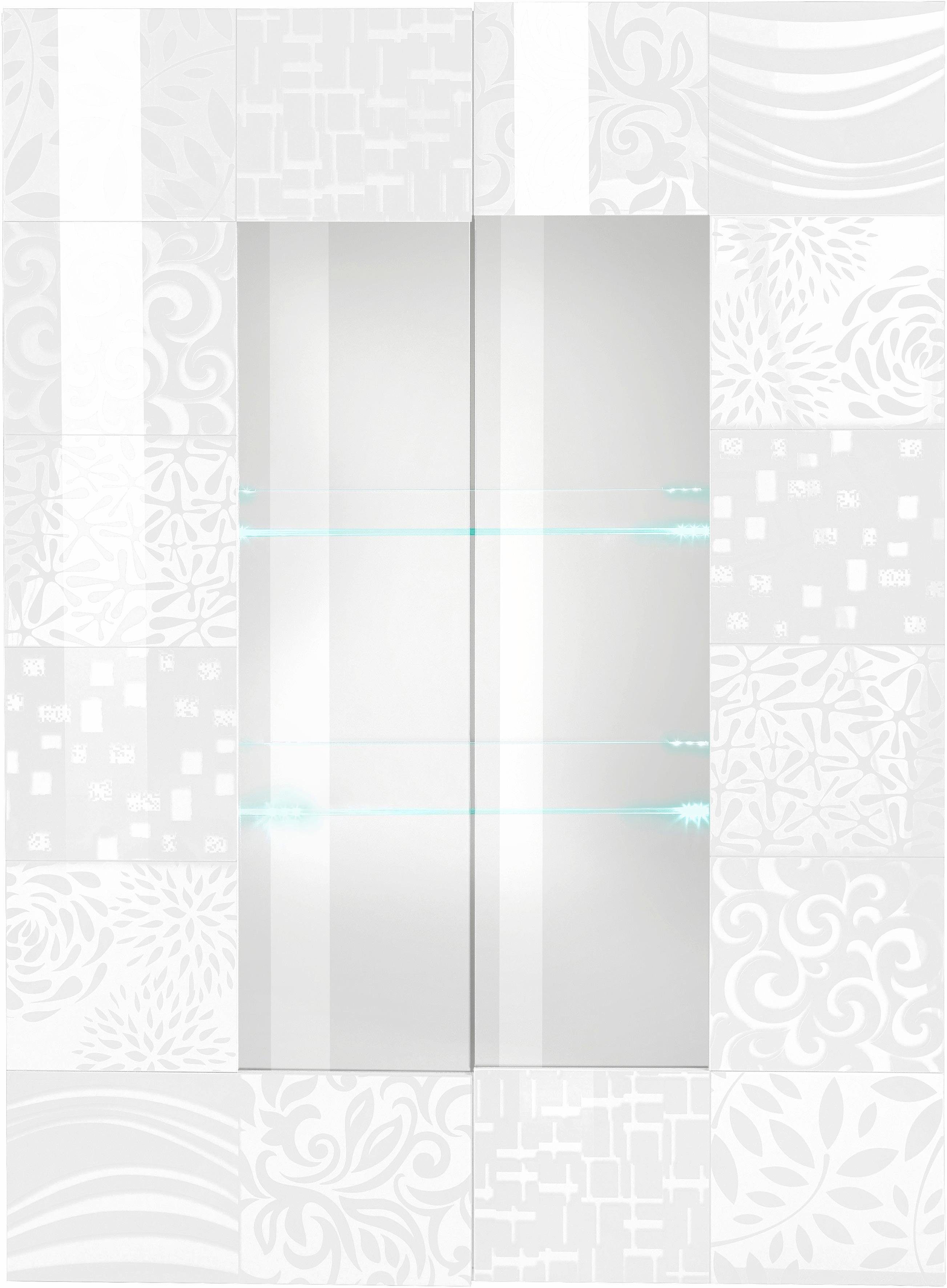Home affaire Vitrine Miro Stauraumvitrine, Höhe 166 cm mit dekorativem Siebdruck