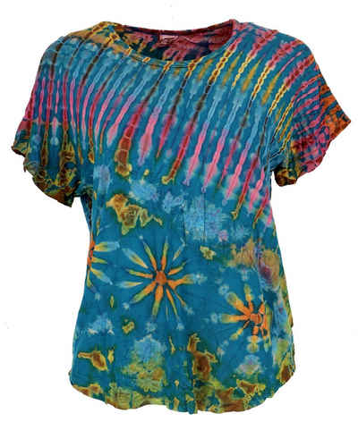 Guru-Shop T-Shirt Batik T-Shirt, Tie Dye Блузкиtop - blau Festival, Ethno Style, Hippie, alternative Одяг