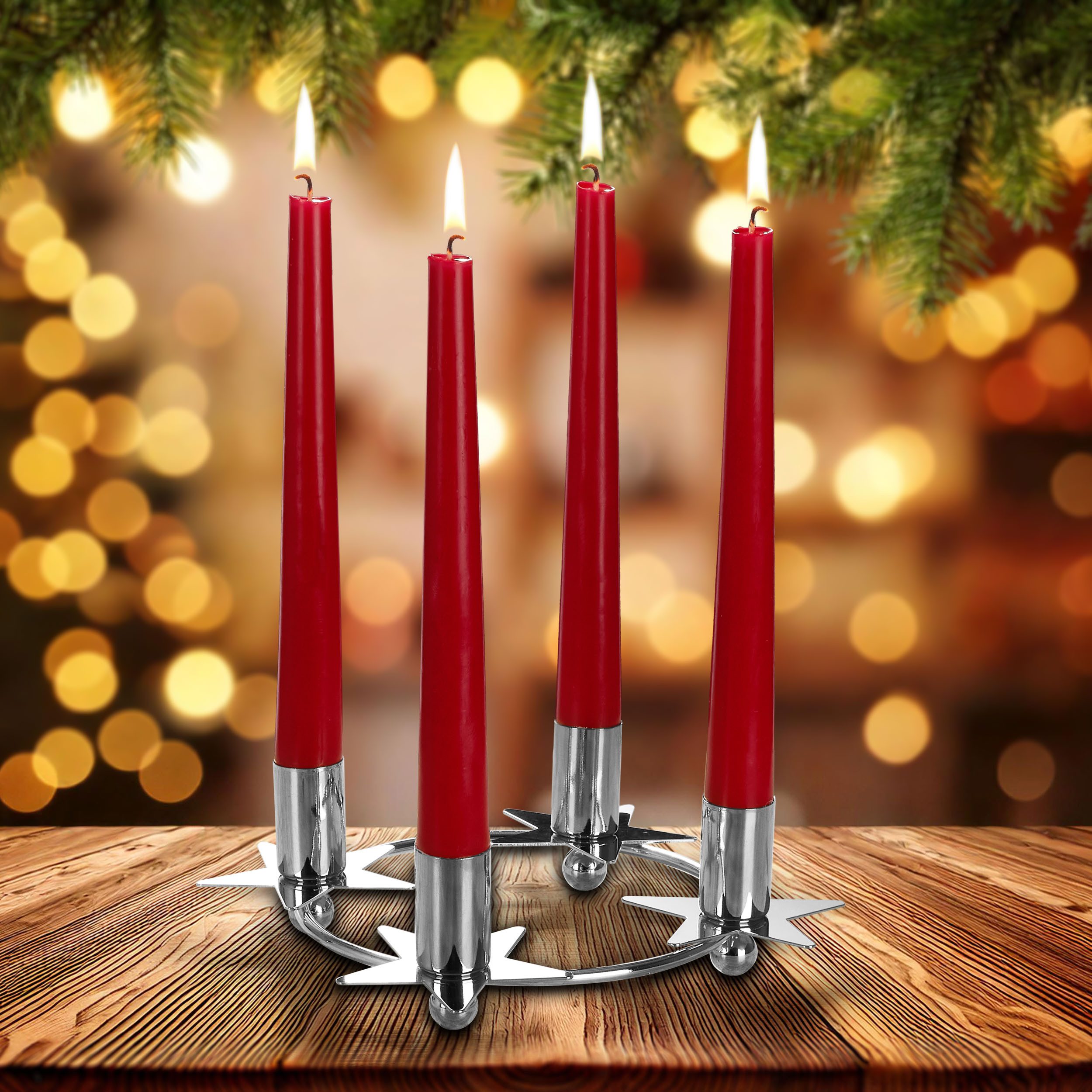 BRUBAKER Kerzenständer Kerzenhalter für 4 Kerzen Silber - 22 cm Adventskran günstig online kaufen