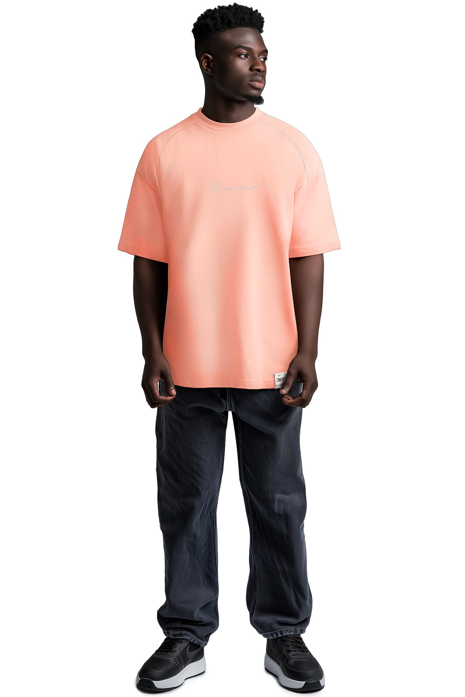 Reichstadt Oversize-Shirt Herren Oversized Kurzarmshirt 22RS033 mit Stitching auf der Brust