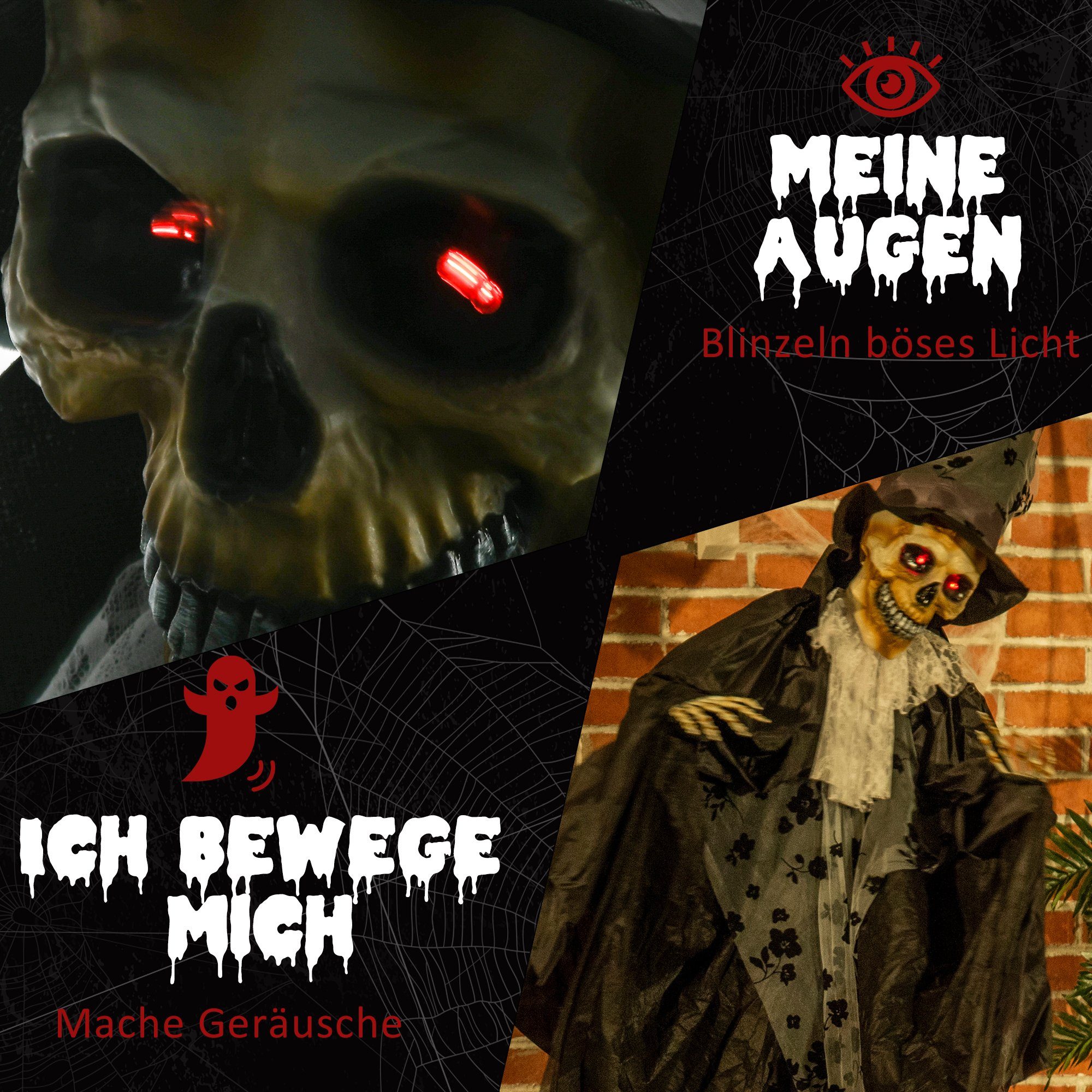 Outsunny Dekofigur Halloween-Dekoration mit Spezialeffekten und Soundfunktion (Set, 1 St., 1tlg), mit Leuchtern – Bild 5 von 5