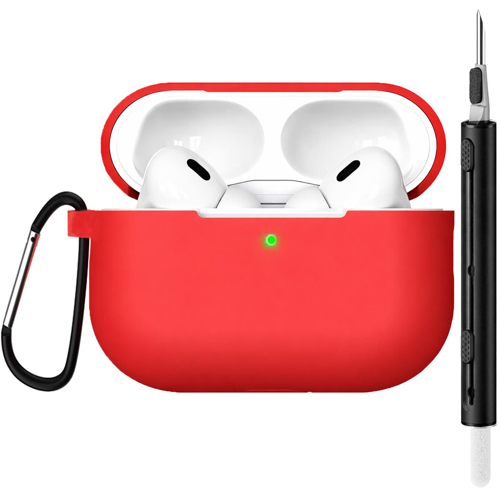 CoolGadget Kopfhörer-Schutzhülle für AirPods Pro 2 Silikon, Stoßfest Clip Karabiner kabelloses laden Case Schutz Cover