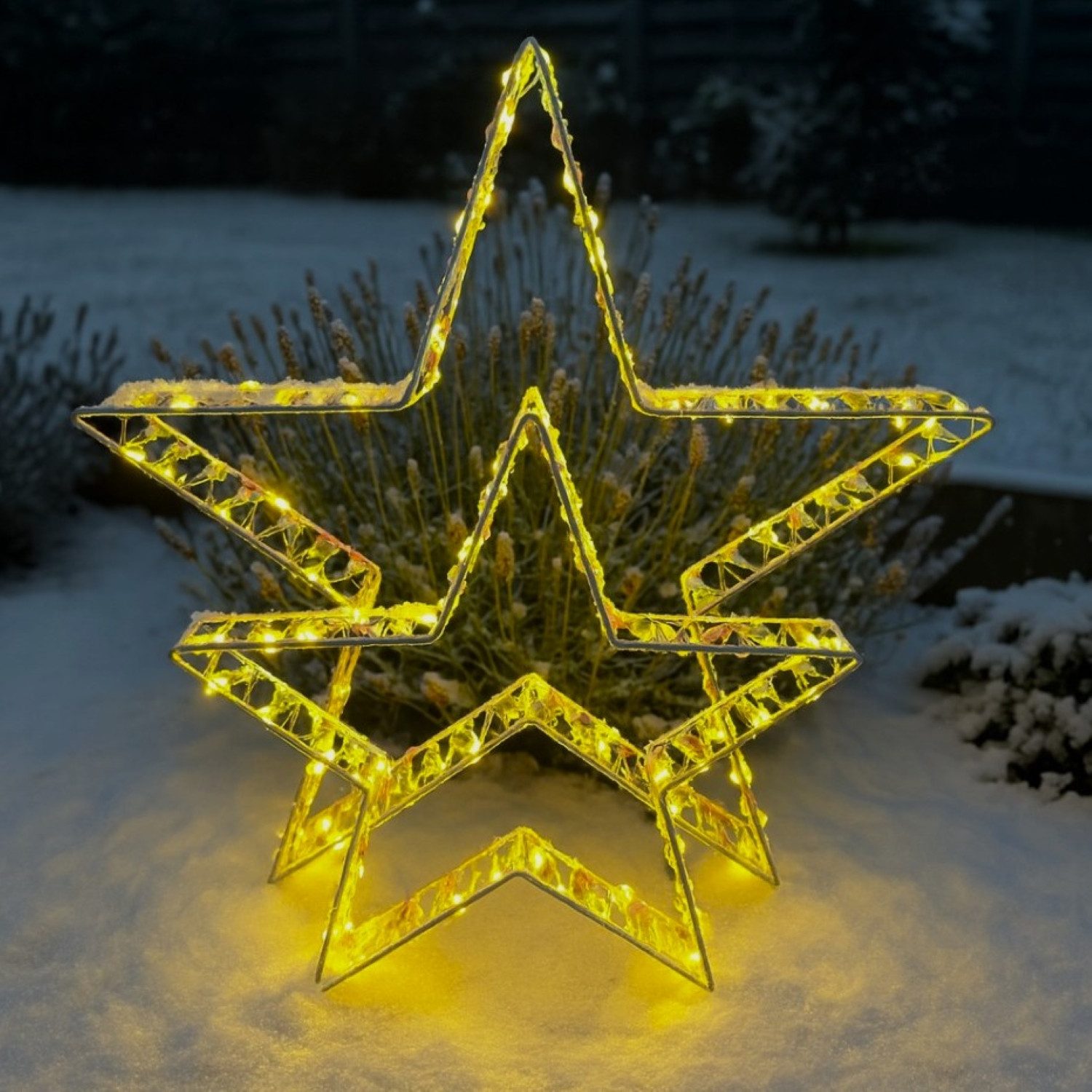 Online-Fuchs LED Dekolicht 2er Set LED Weihnachtssterne mit Folieneffekt - günstig online kaufen