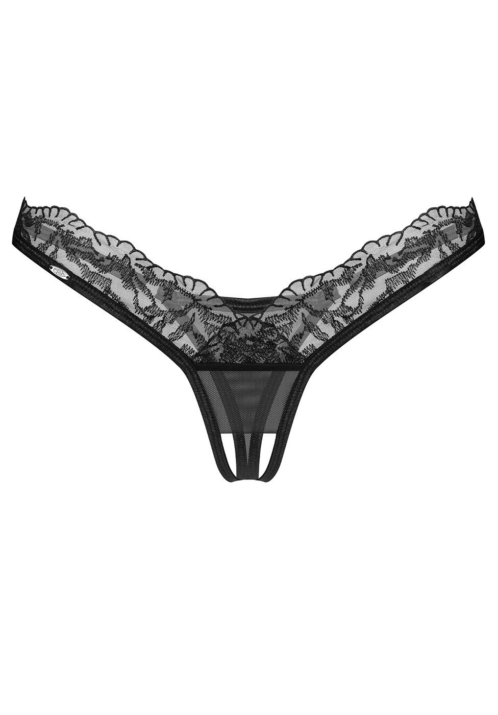 Obsessive String Arrowel Ouvert-String mit zarter Spitze - schwarz (1-St) auffälliges Vorderteil und verstellbare Bänder