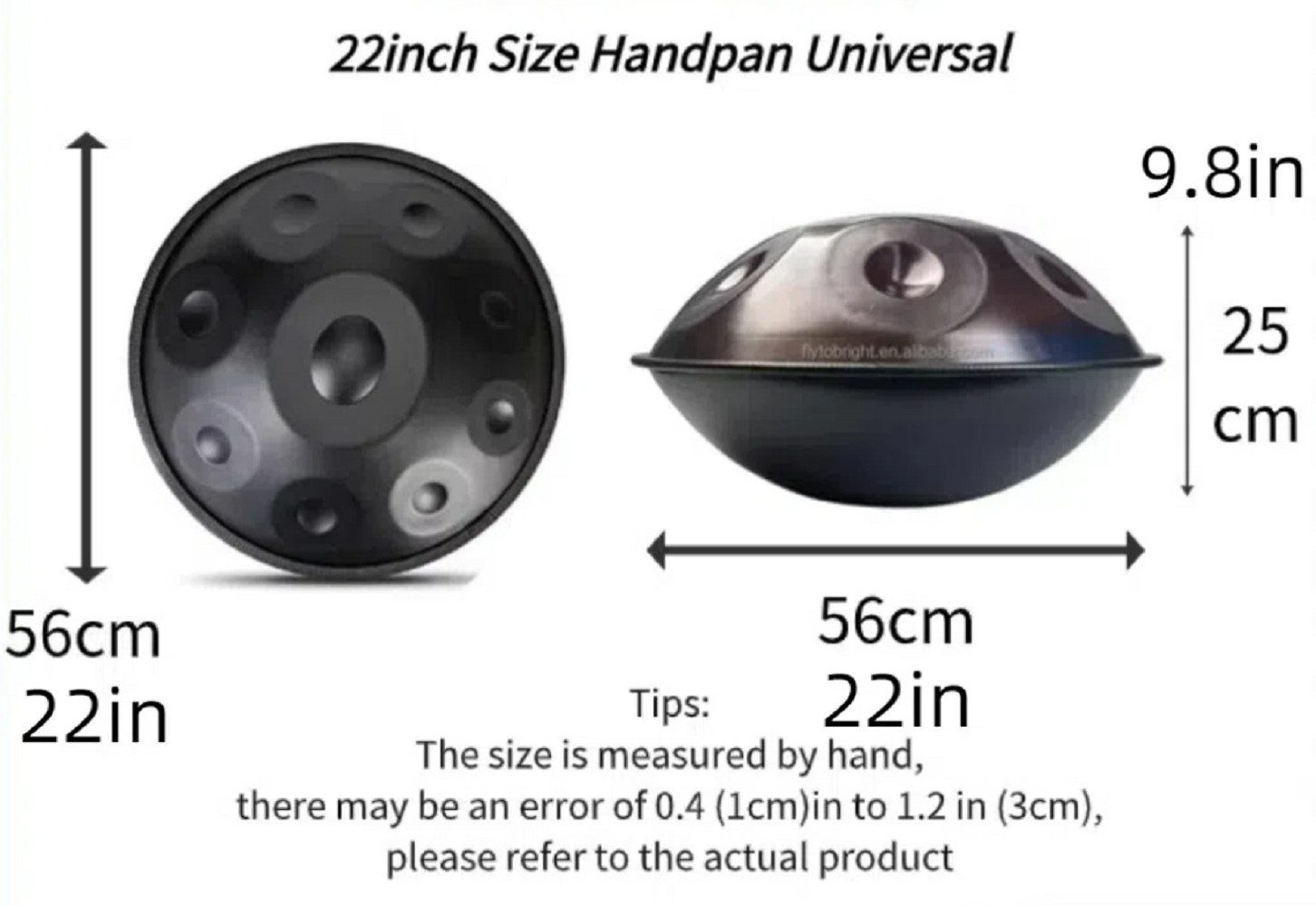 Fine Life Pro Handpan 12 Töne, schwarze Handpan-Trommel, einfarbig, Stahlschlaginstrument