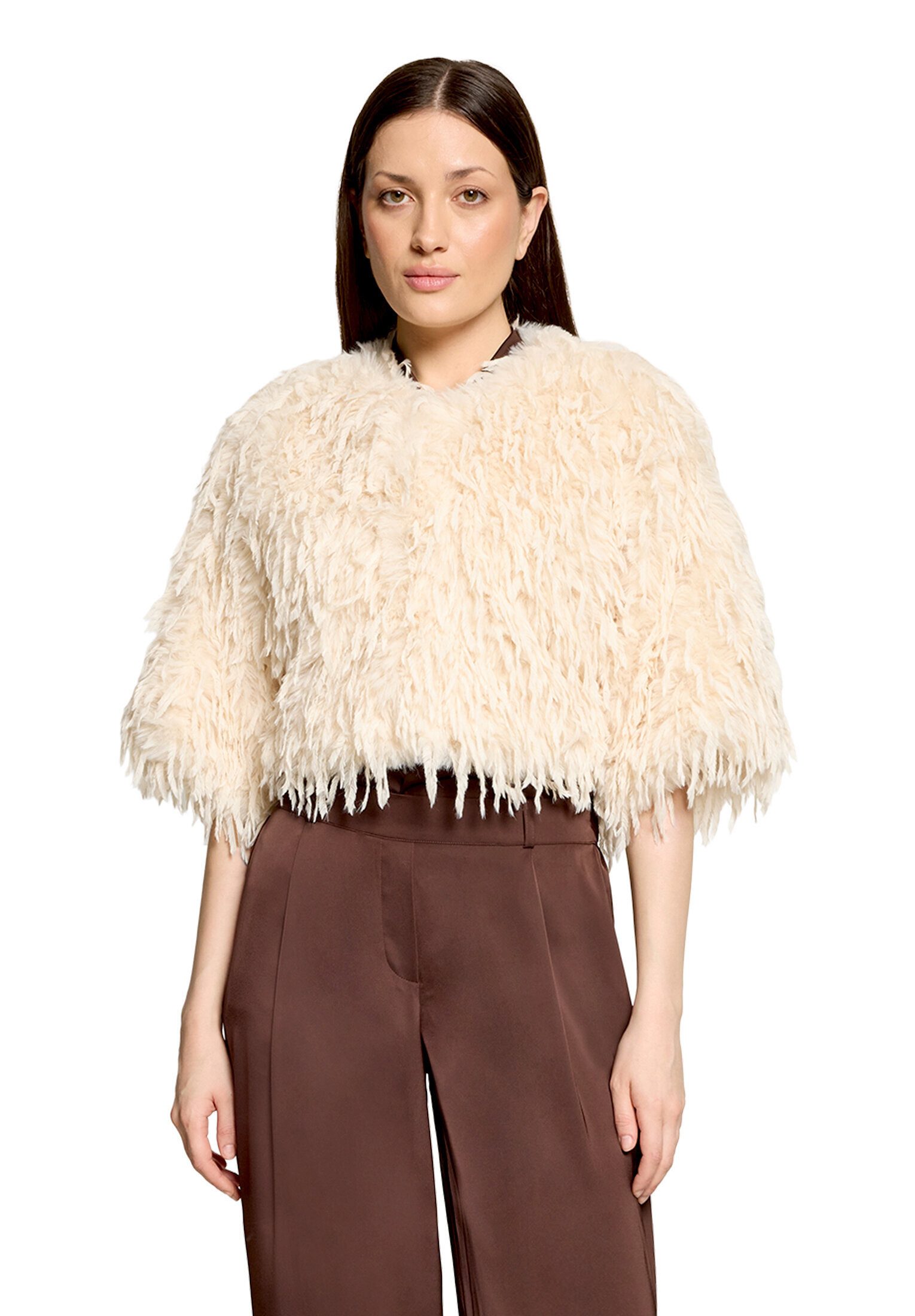 Vera Mont Fellimitatjacke Damen mit Fransen