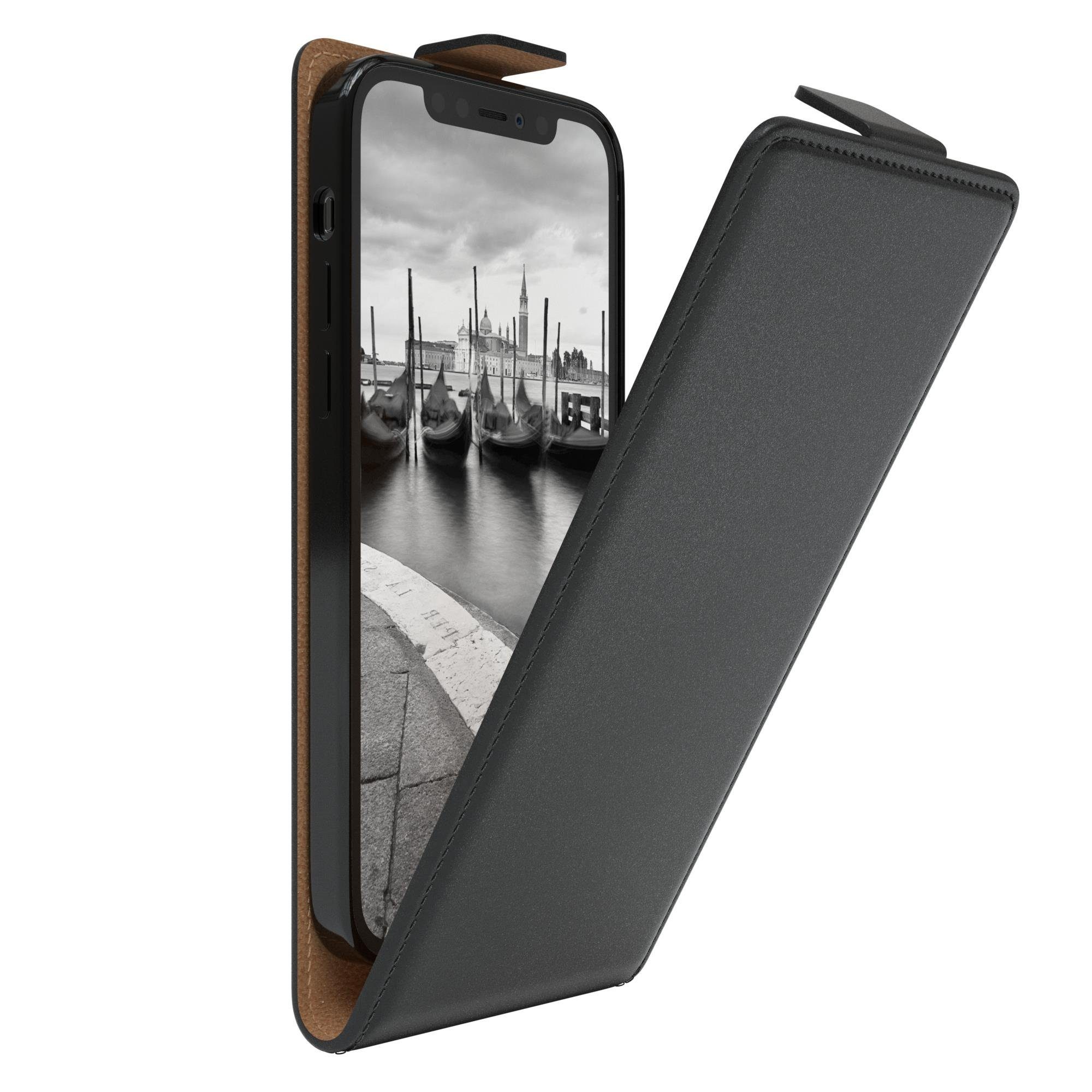 EAZY CASE Handyhülle Flipcase für Apple iPhone 12 / iPhone 12 Pro 6,1 Zoll, Tasche Klapphülle Handytasche zum Aufklappen Etui Kunstleder Schwarz