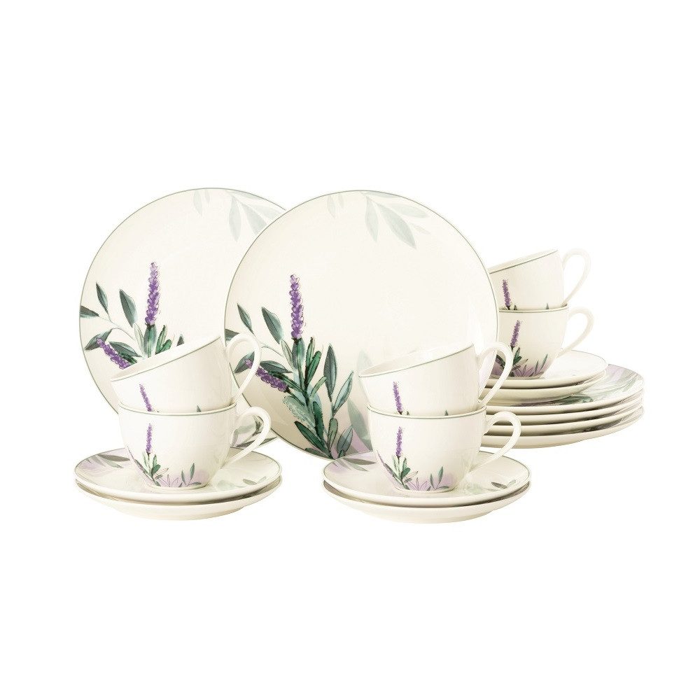 Seltmann Weiden Kaffeeservice Seltmann Weiden Savona Fine Diamond Provence Kaffeeservice 18-teilig, 6 Personen, Porzellan