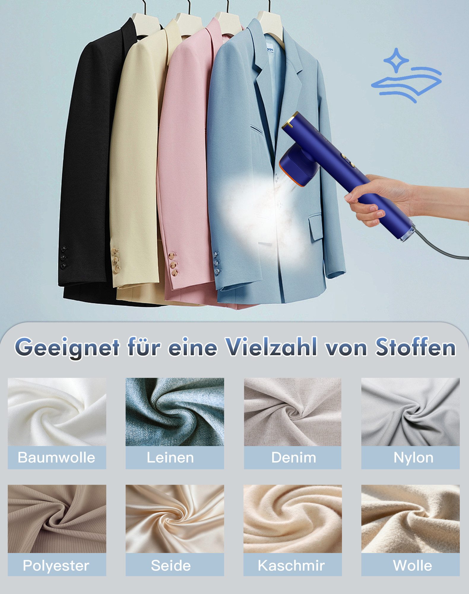 Fofile Reise-Dampfbügeleisen Steamer Dampfglätter für Kleidung 2 in 1, 1000 W, heizt in 15 Sekunden auf 100-170℃, Trocken- oder Dampfmodus