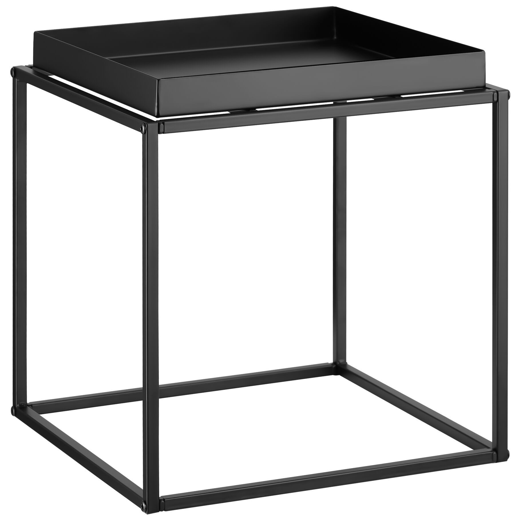 tectake Beistelltisch Ablagetisch, 40 x 40 x 44 cm, mit bodenschonenden Anti-Rutsch-Pads (Sofatisch Cambridge, 1-St., in schwarz), Stahl, ausgestattet mit Ablage in Tablettform, lässt sich stapeln