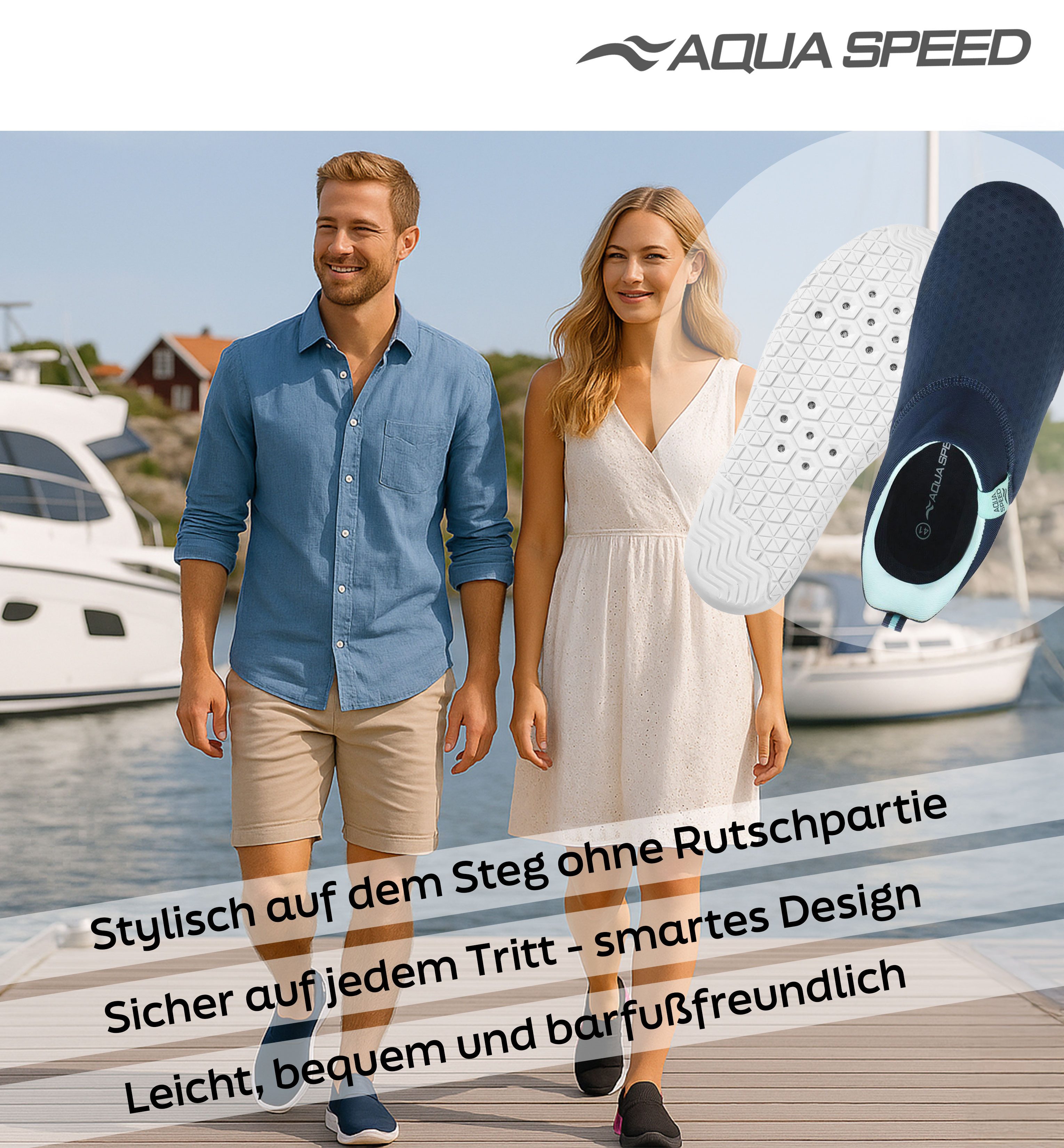 Aqua Speed Aqua Speed Lagarto Badeschuhe Gr. 42 – Für Herren & Reise mit Tuch Wasserschuh (Rutschfeste Aqua Schuhe für Herren – Für Spa, Pool & Urlaub) Rutschfe – Bild 3 von 5