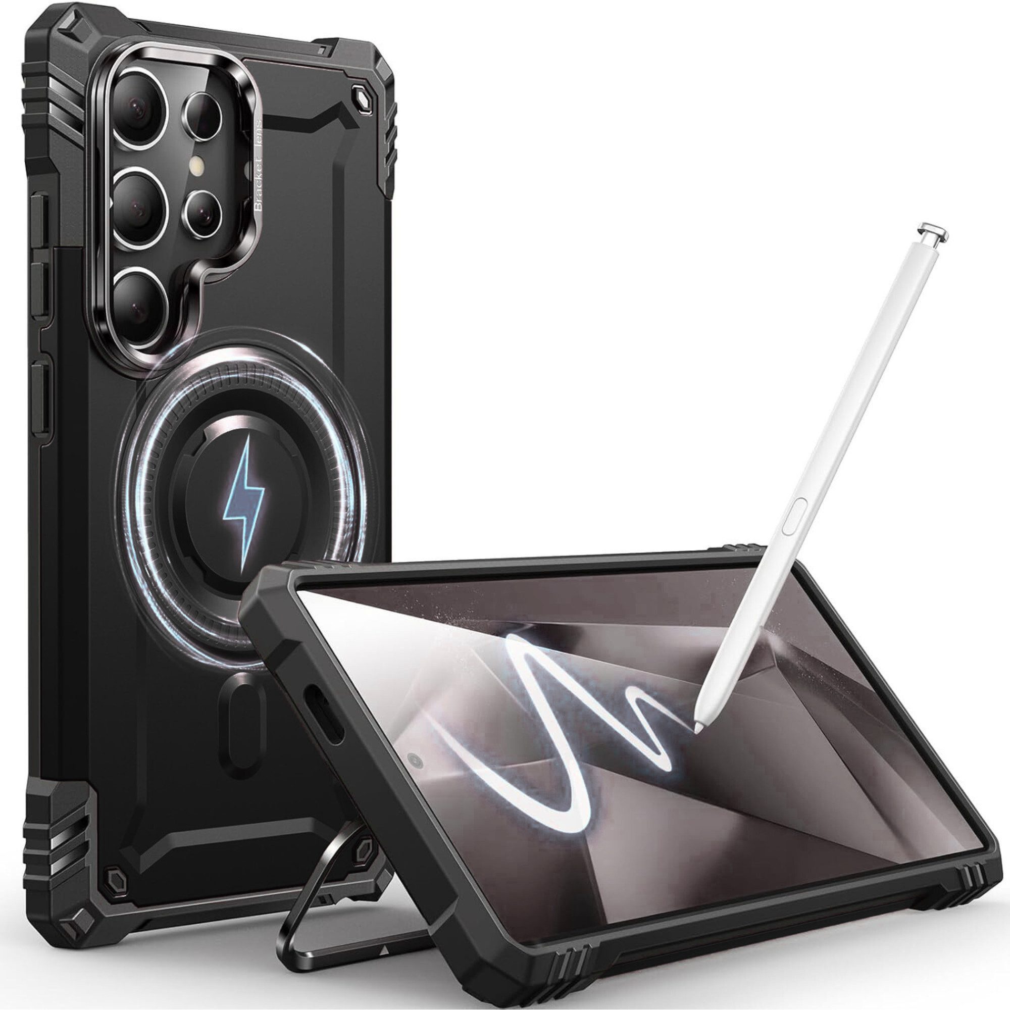 Vivitar Handyhülle Samsung Galaxy S24 FE Hülle MagSafe Kompatibel mit Kameraständer mit Kameraschutz, Fallschutz, TPU/PC Backcover für Samsung S24 FE, Stoßfeste Handyhülle mit 0–120° Kickstand, Magnetische Schutzhülle