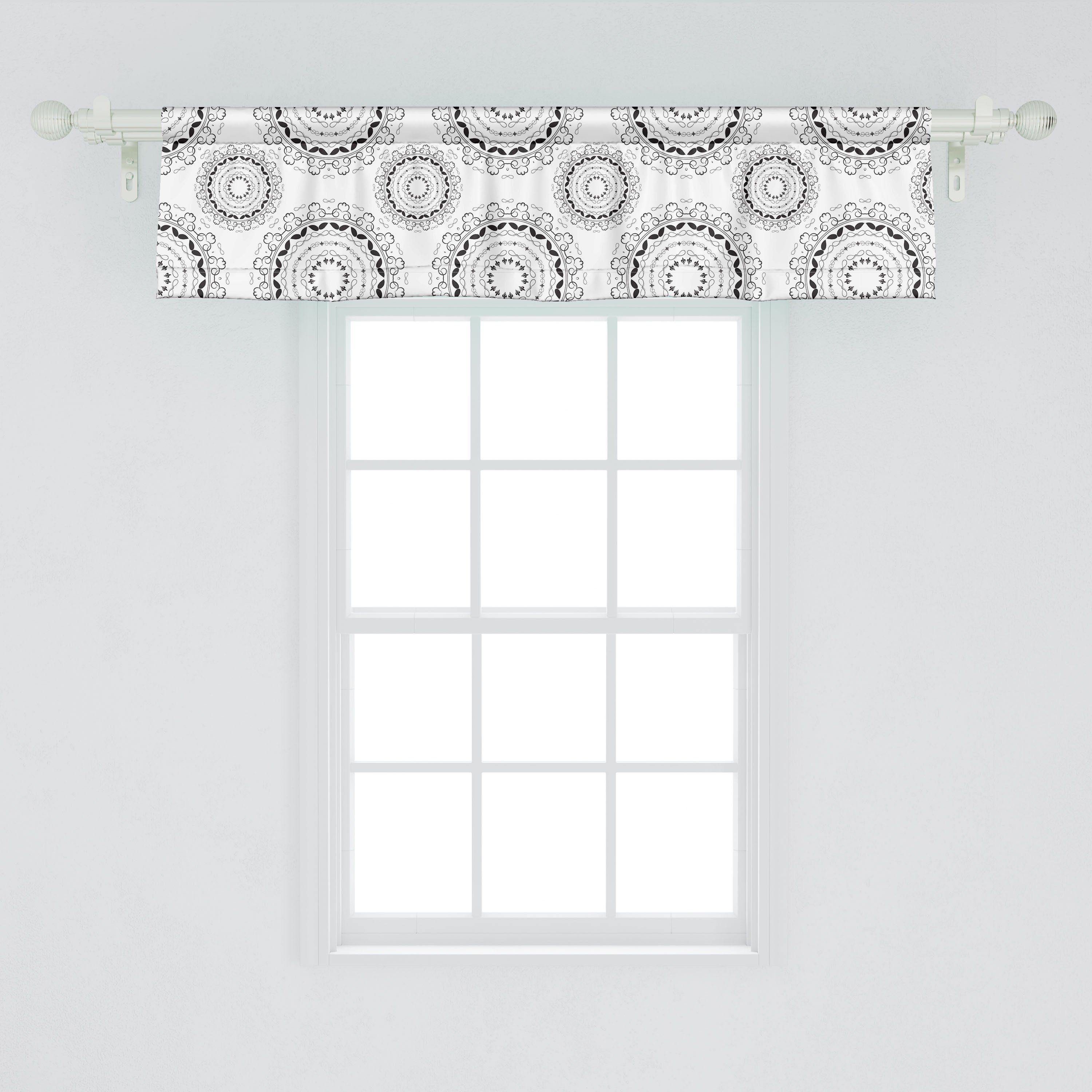Scheibengardine Vorhang Volant für Universum Dekor Küche Microfaser, Mandala Stangentasche, mit Abakuhaus, Muster Vintage Schlafzimmer