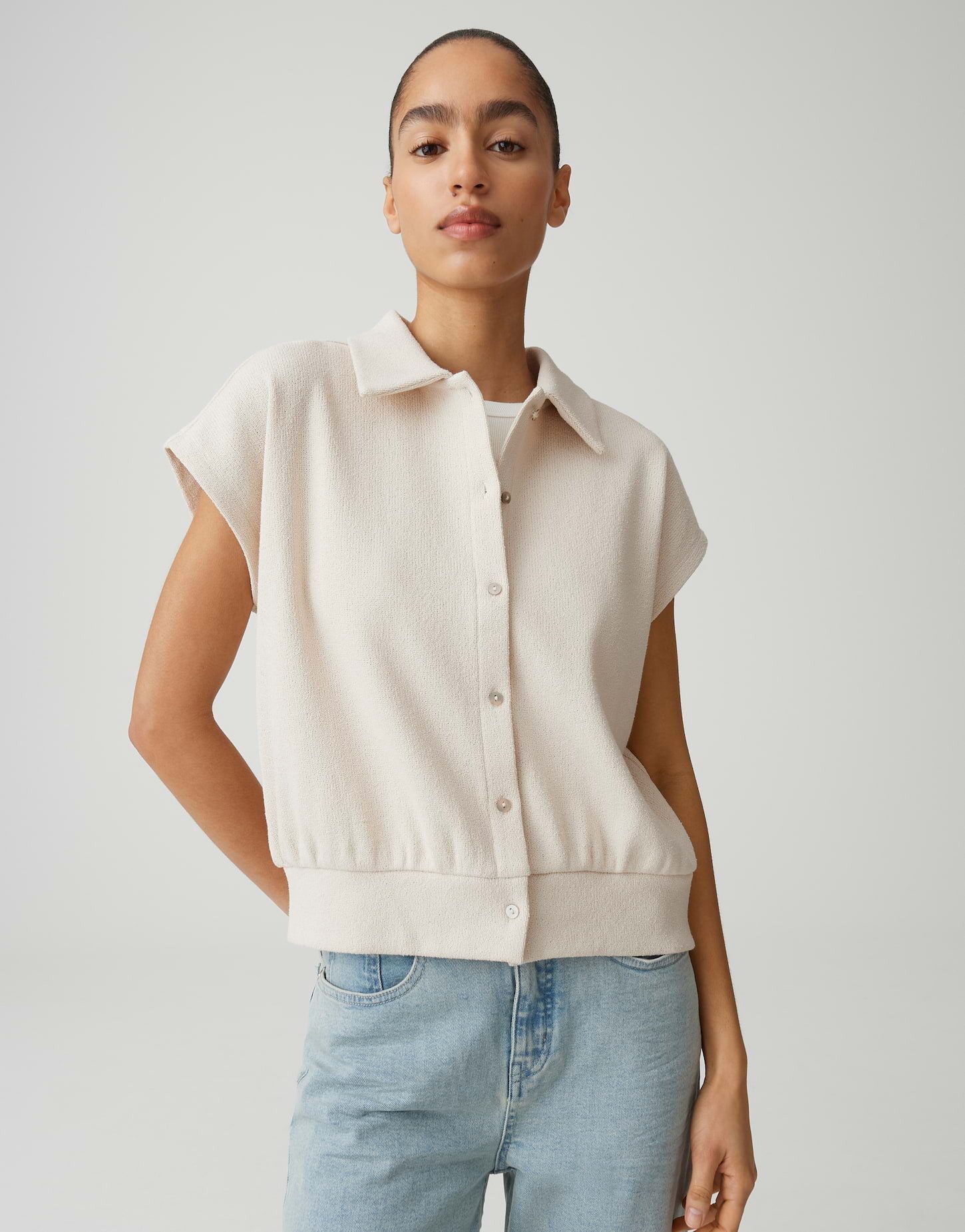 OPUS Sweatshirt Glaya aus Sweatware mit Strick Optik leicht elastischer Stoff, natürlicher Griff, Casual